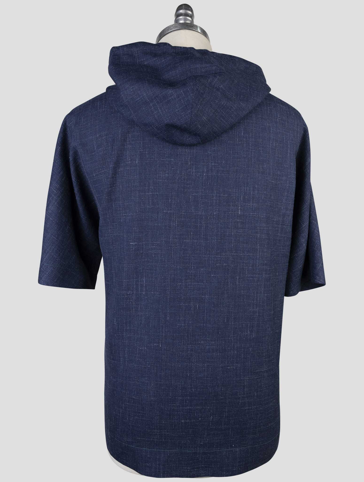 Kiton Blue Wool Silk Linen Shirt Special Edition Plus One