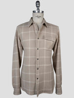 Kiton Beige Cashere Virgin Wool Silk Linen Shirt
