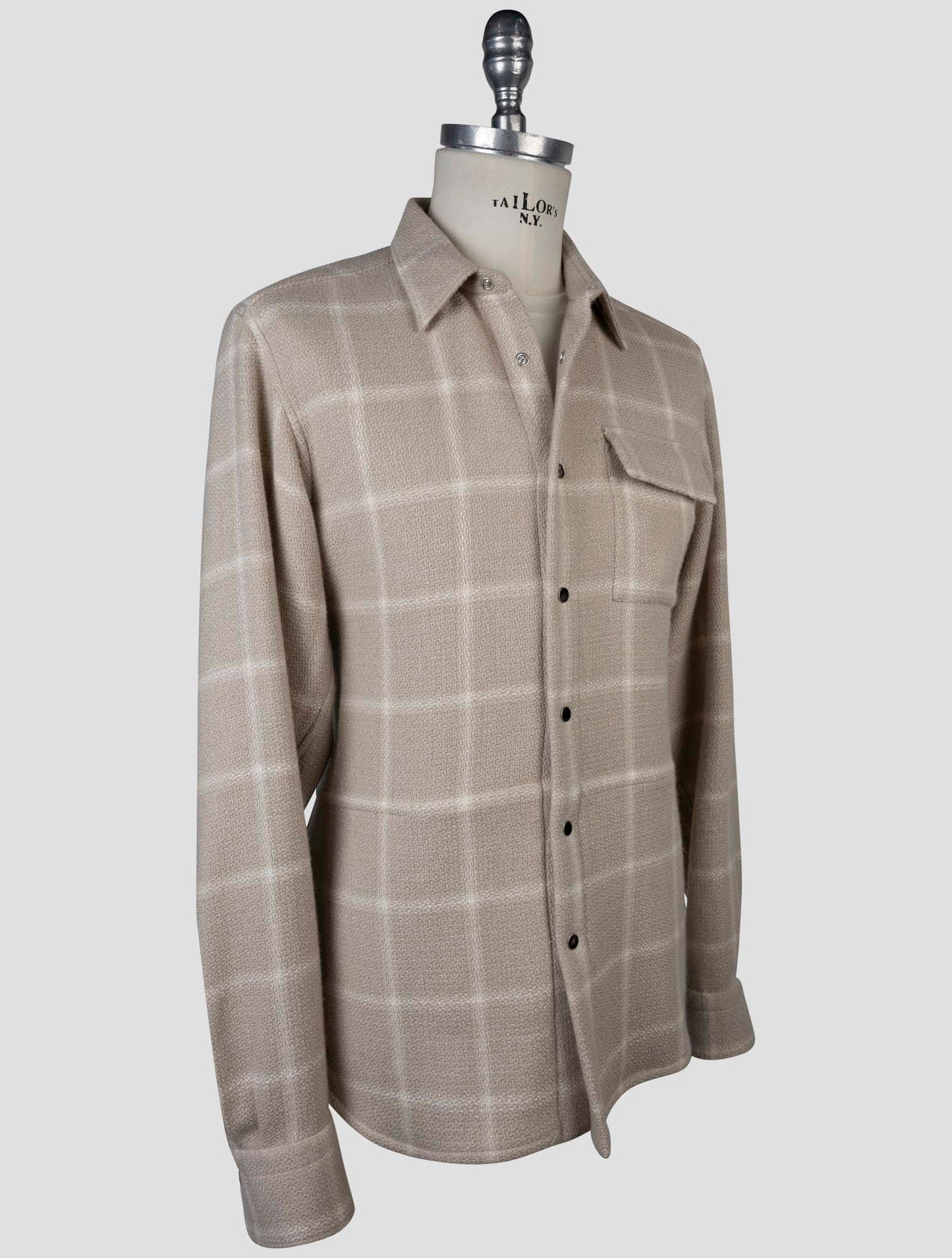 Kiton Beige Cashere Virgin Wool Silk Linen Shirt