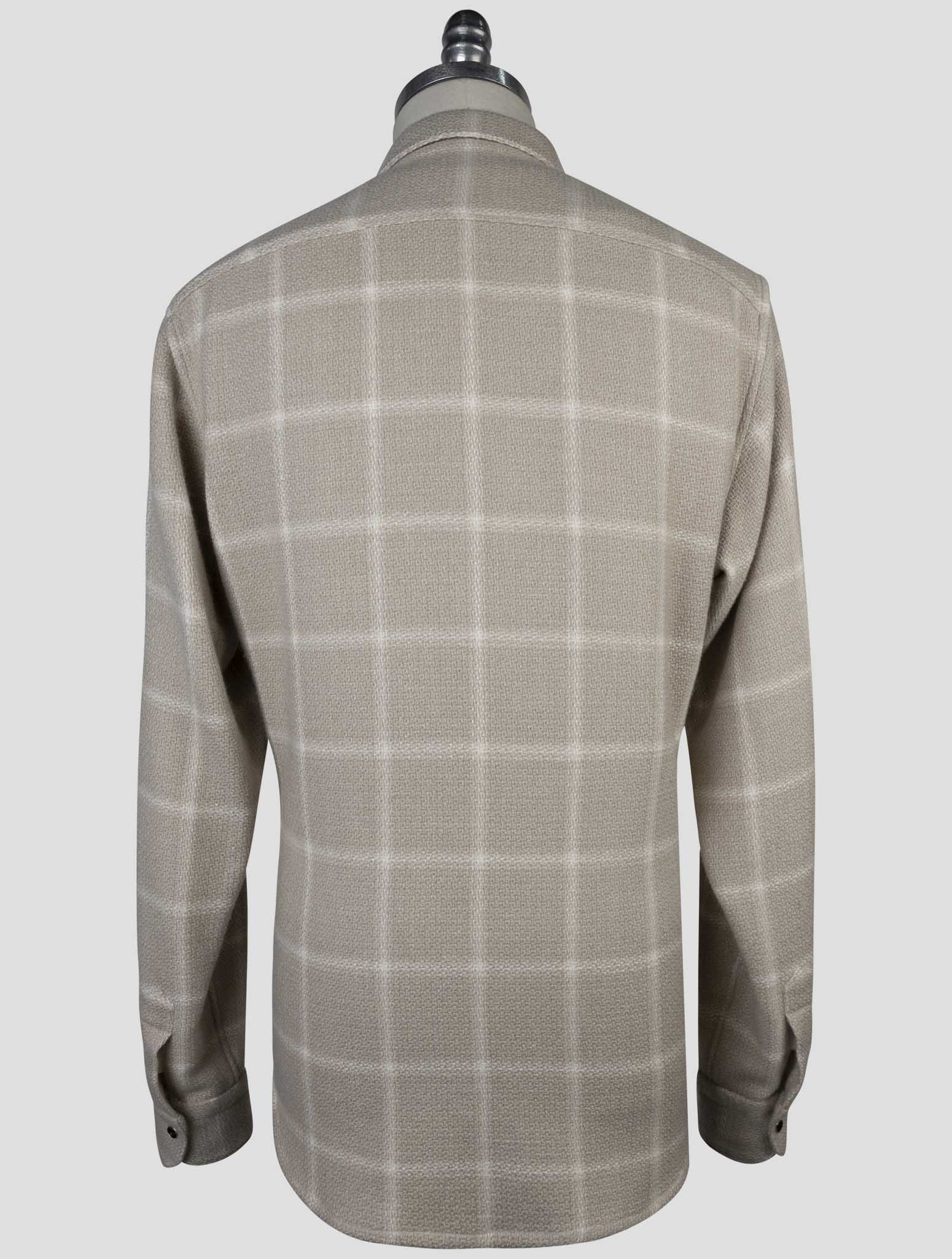 Kiton Beige Cashere Virgin Wool Silk Linen Shirt