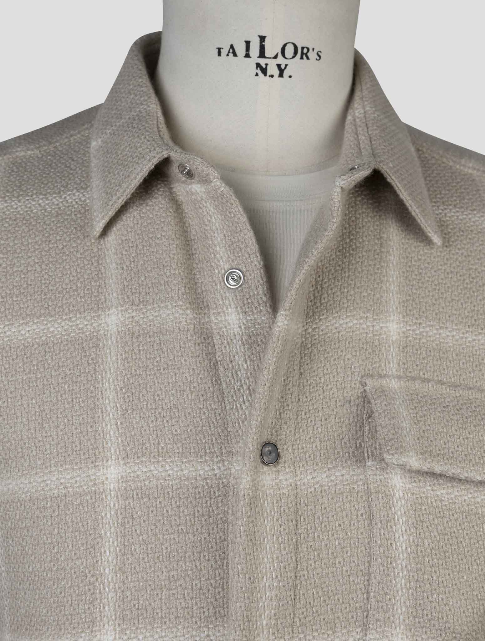 Kiton Beige Cashere Virgin Wool Silk Linen Shirt