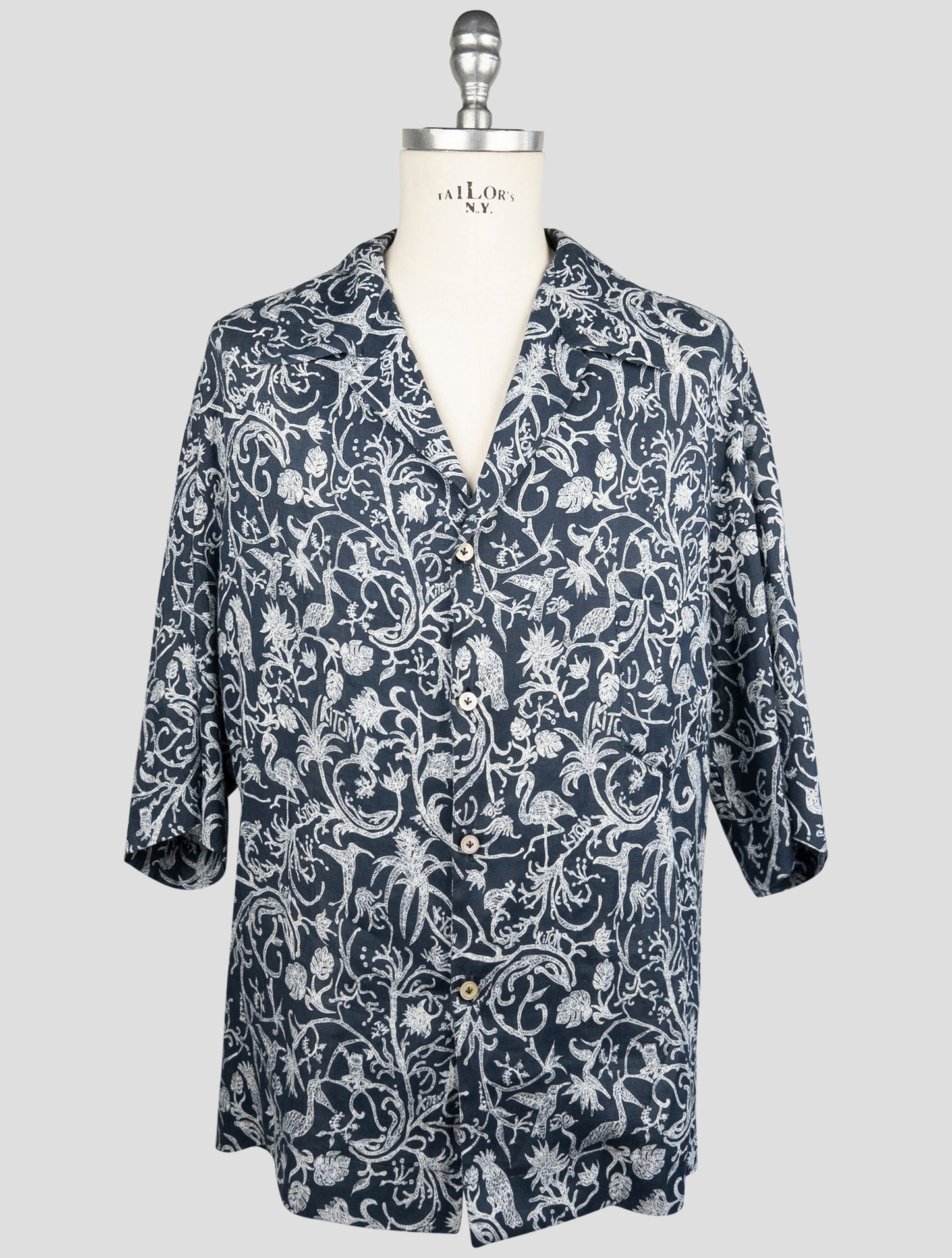 Kiton Blue White Linen Shirt