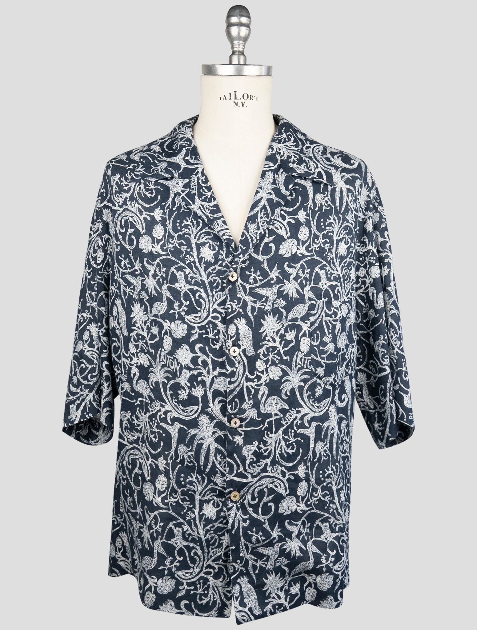 Kiton Blue White Linen Shirt