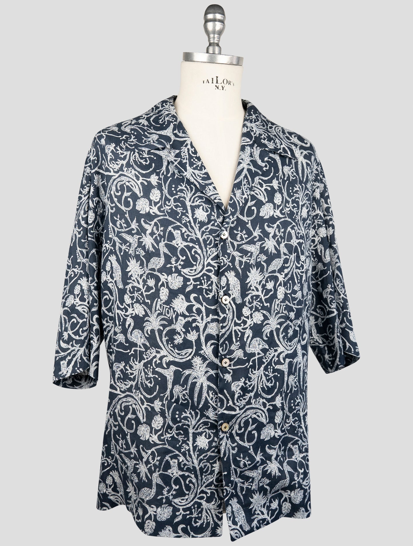 Kiton Blue White Linen Shirt