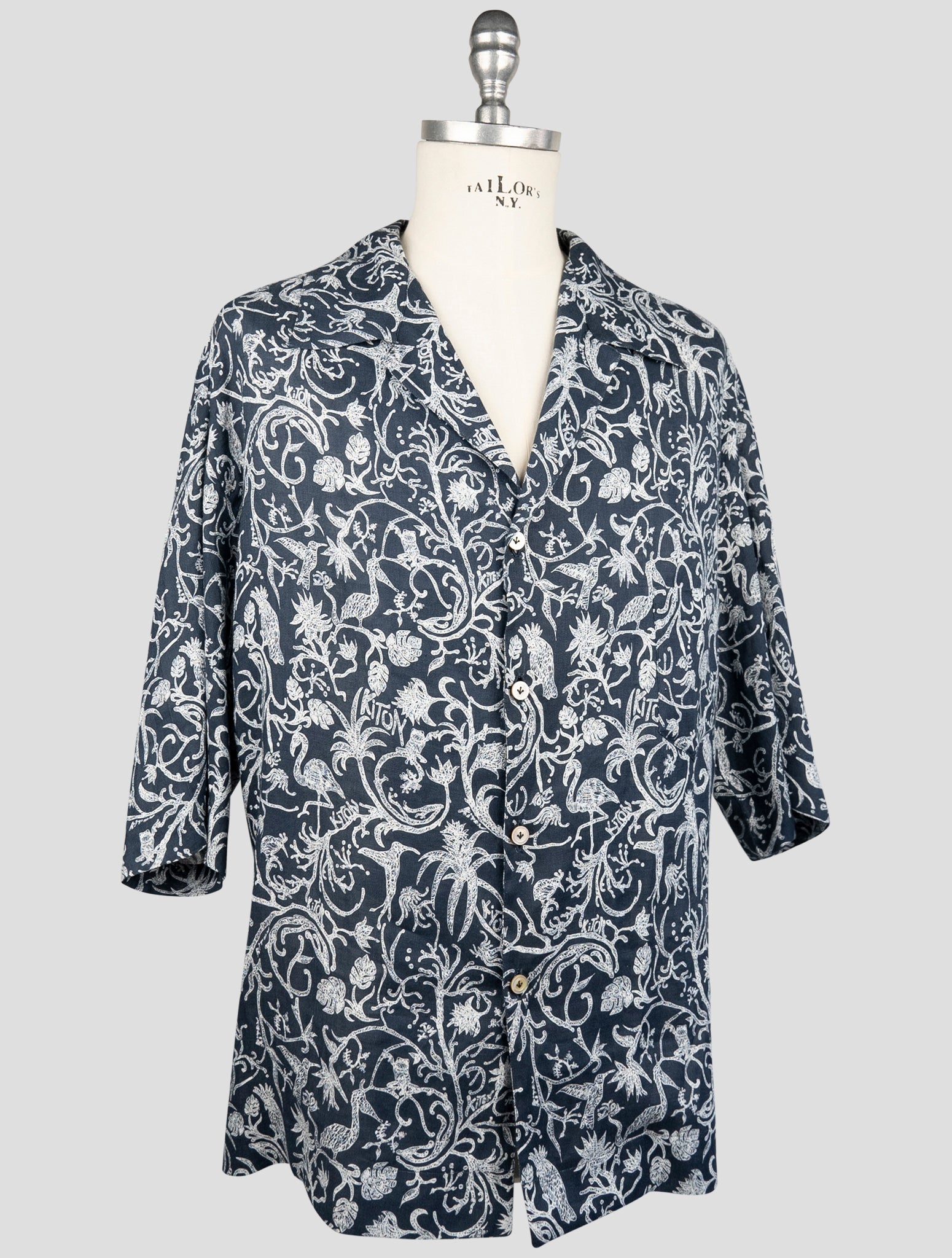 Kiton Blue White Linen Shirt