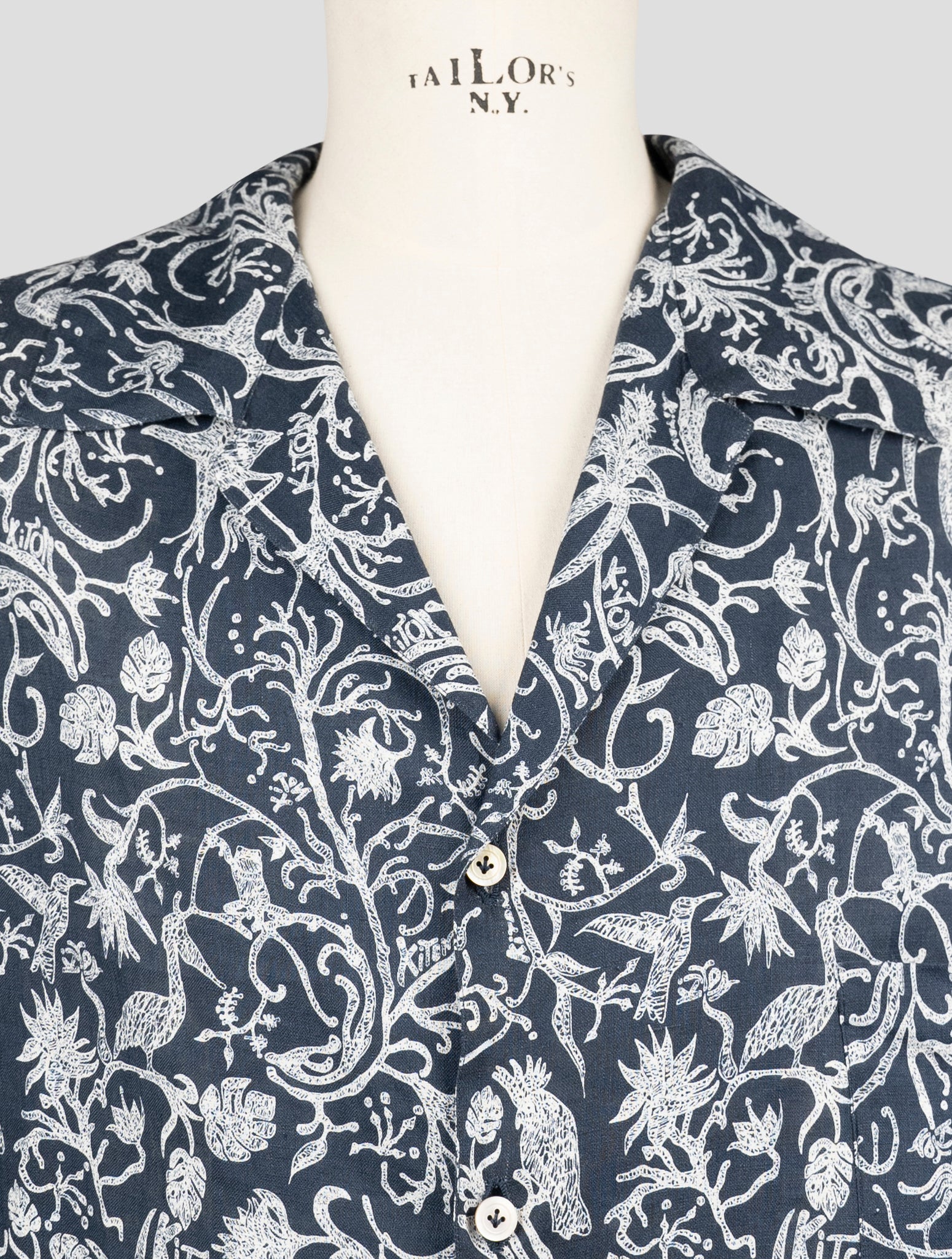 Kiton Blue White Linen Shirt