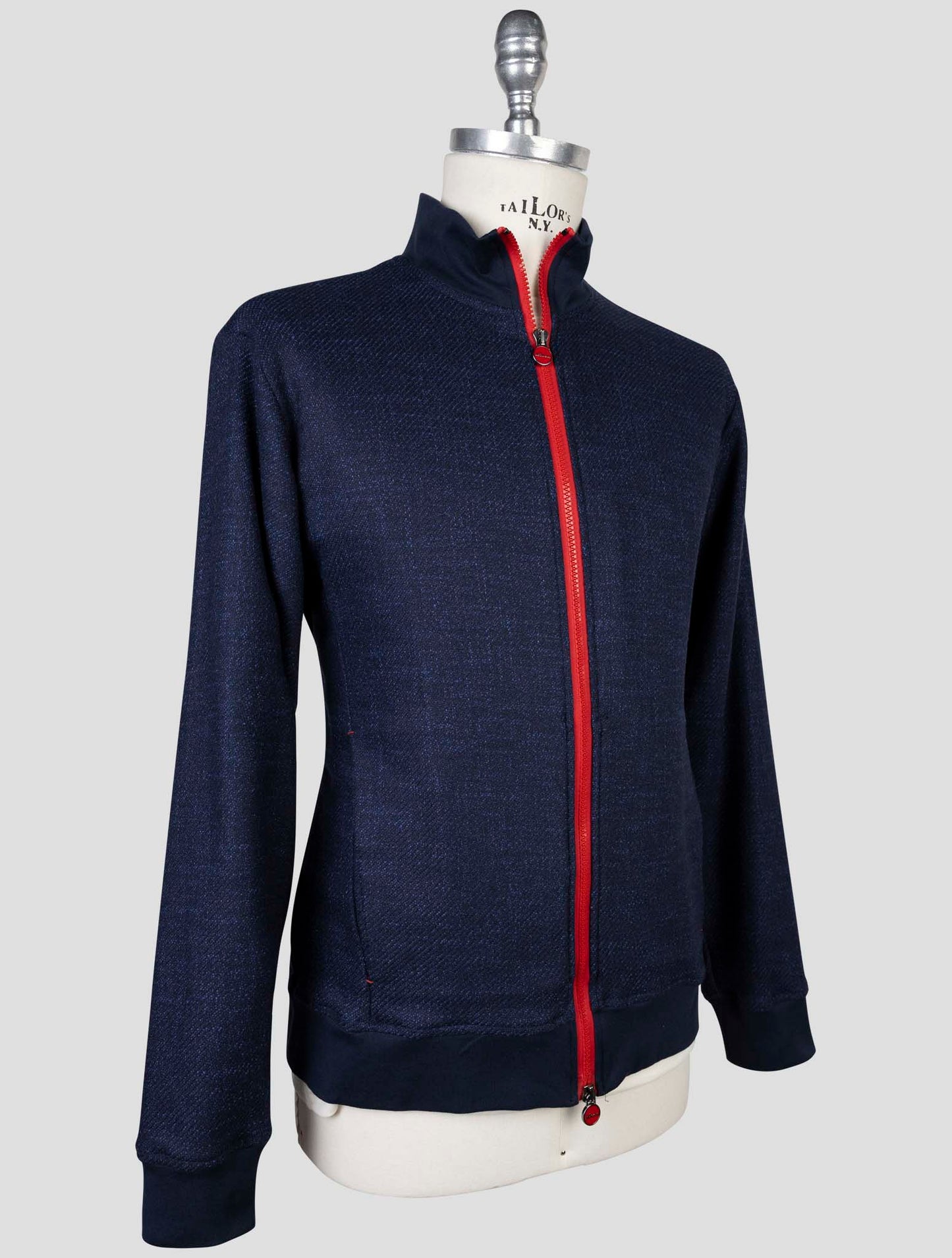 Kiton Blue Virgin Wool Silk Pa Cotton Cashmere Ea Sweater Full Zip