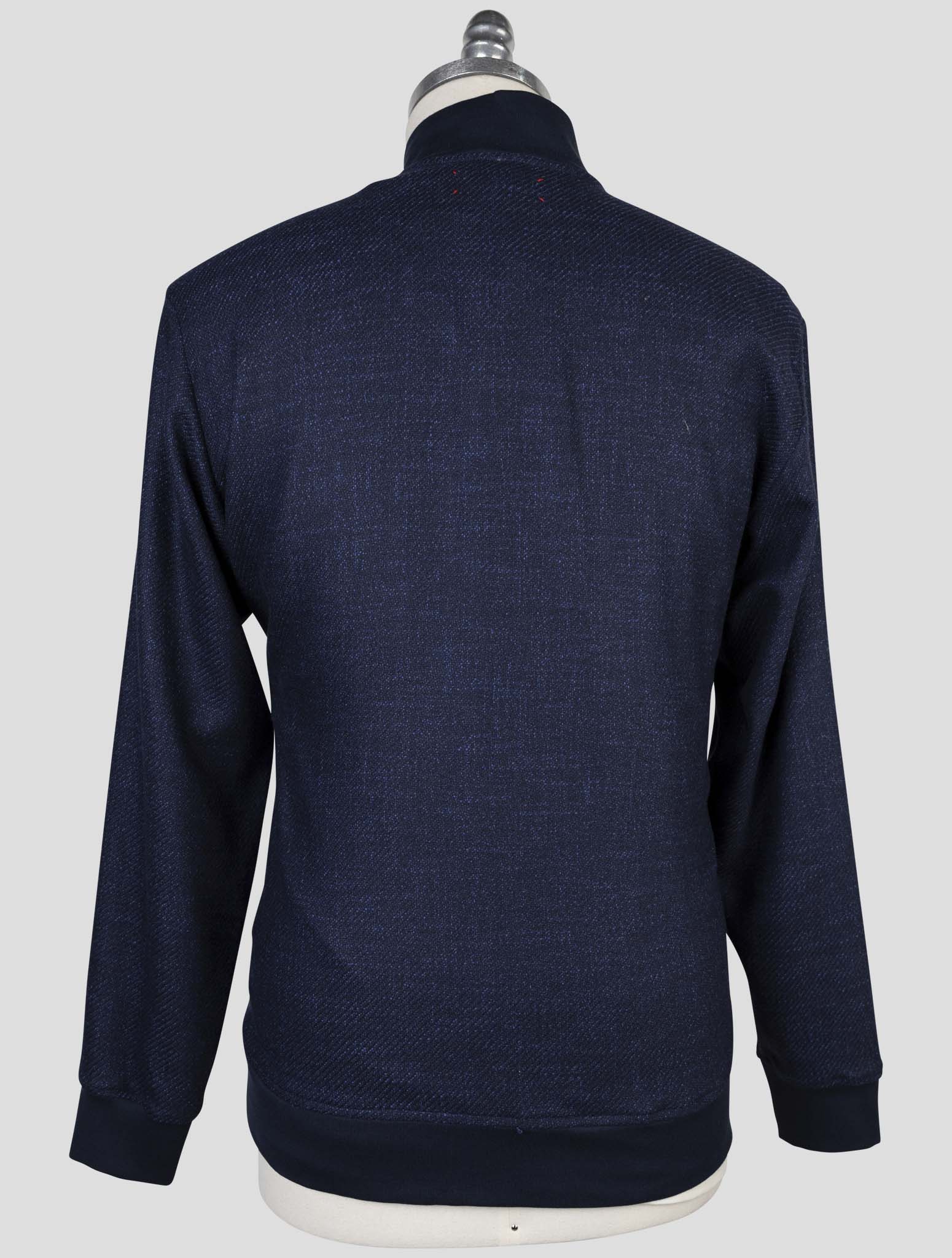 Kiton Blue Virgin Wool Silk Pa Cotton Cashmere Ea Sweater Full Zip