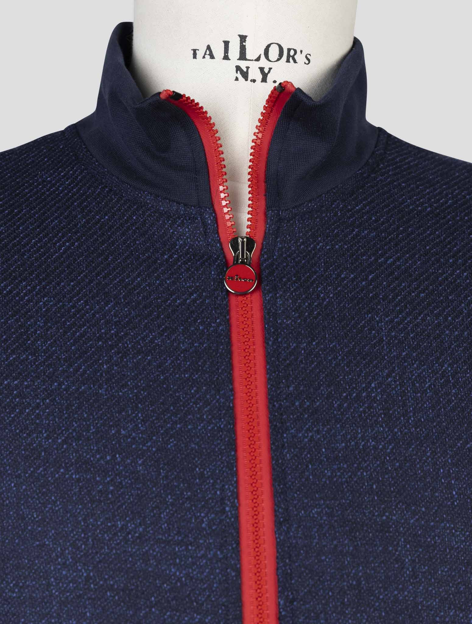Kiton Blue Virgin Wool Silk Pa Cotton Cashmere Ea Sweater Full Zip