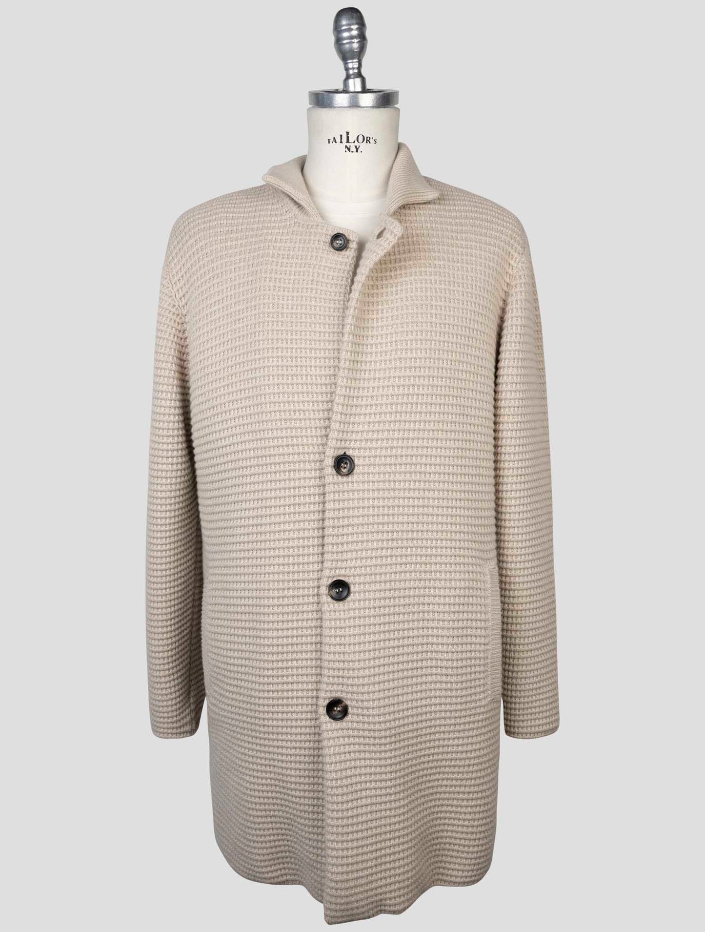 kiton Beige  Cashmere Mink Fur Overcoat