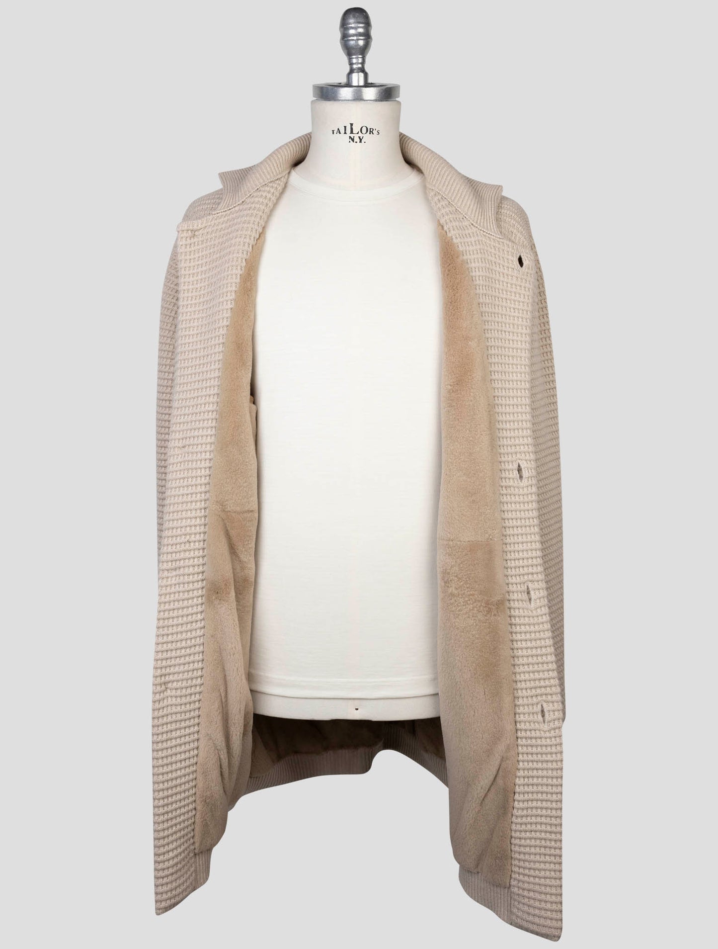 kiton Beige  Cashmere Mink Fur Overcoat