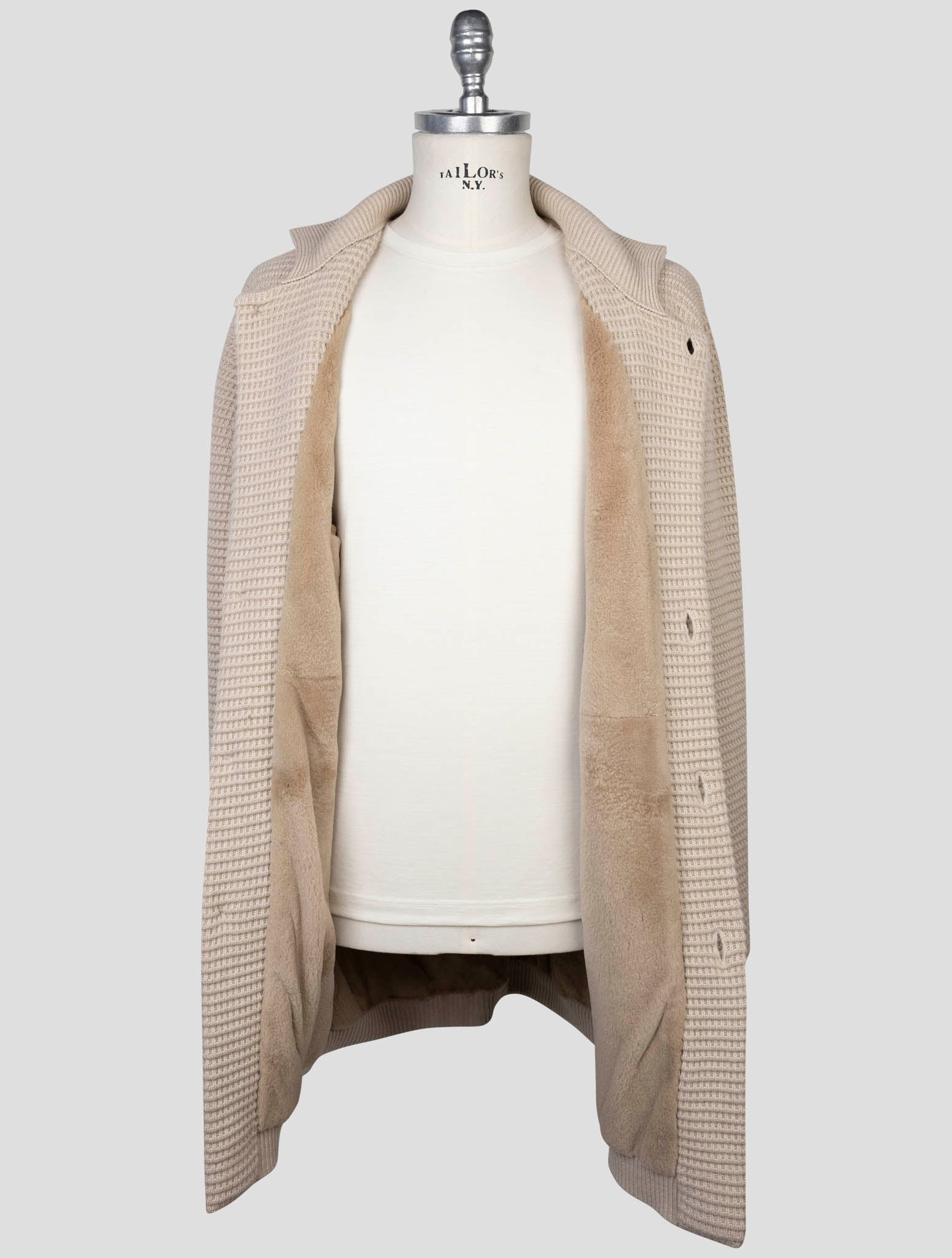 kiton Beige  Cashmere Mink Fur Overcoat