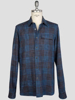 kiton Brown Blue Wv Silk Cotton Pa Shirt Buba