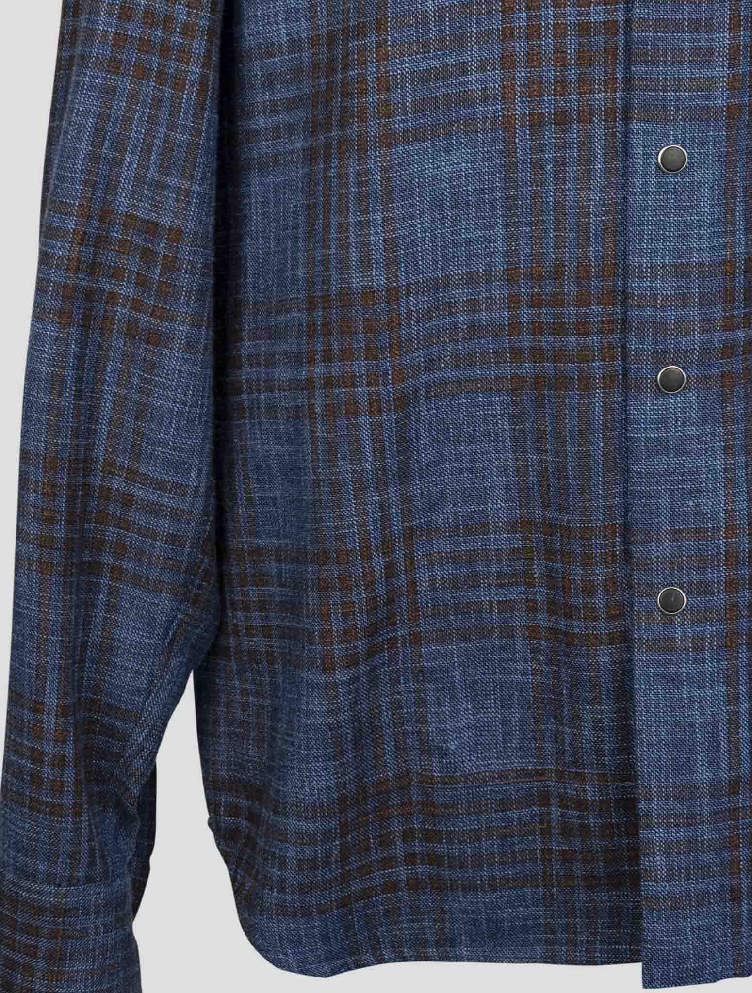 kiton Brown Blue Wv Silk Cotton Pa Shirt Buba