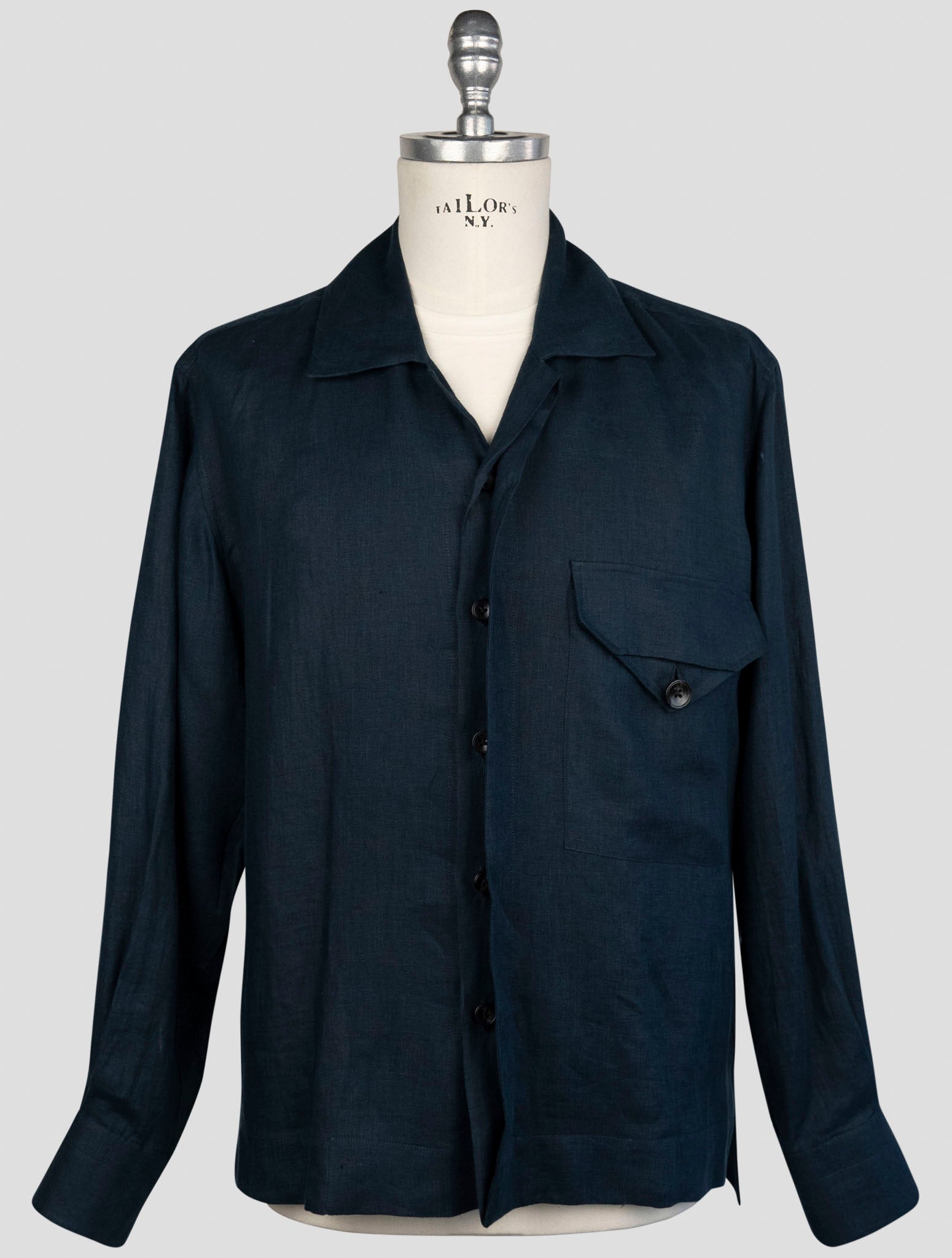 kiton Blue Linen Shirt