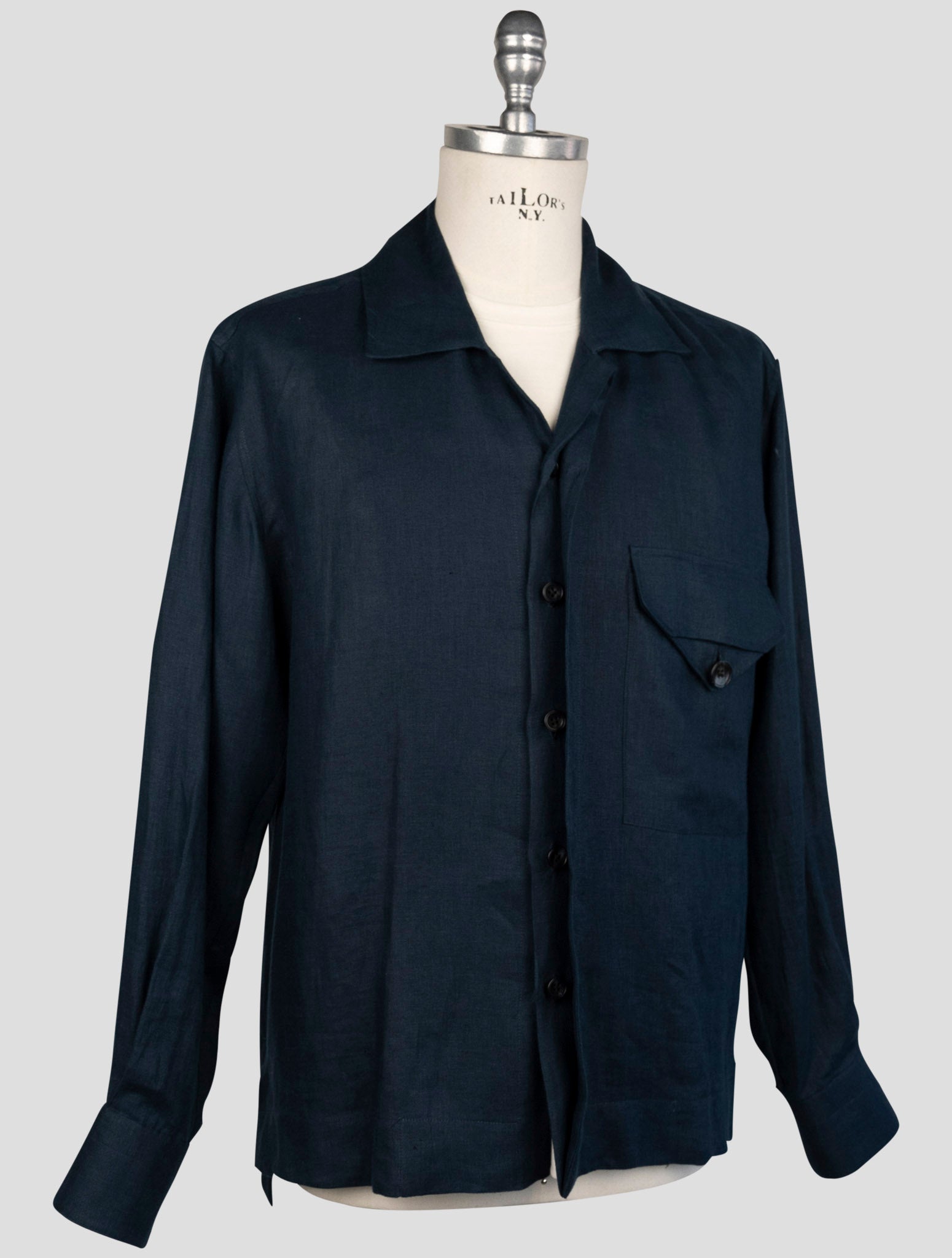 kiton Blue Linen Shirt