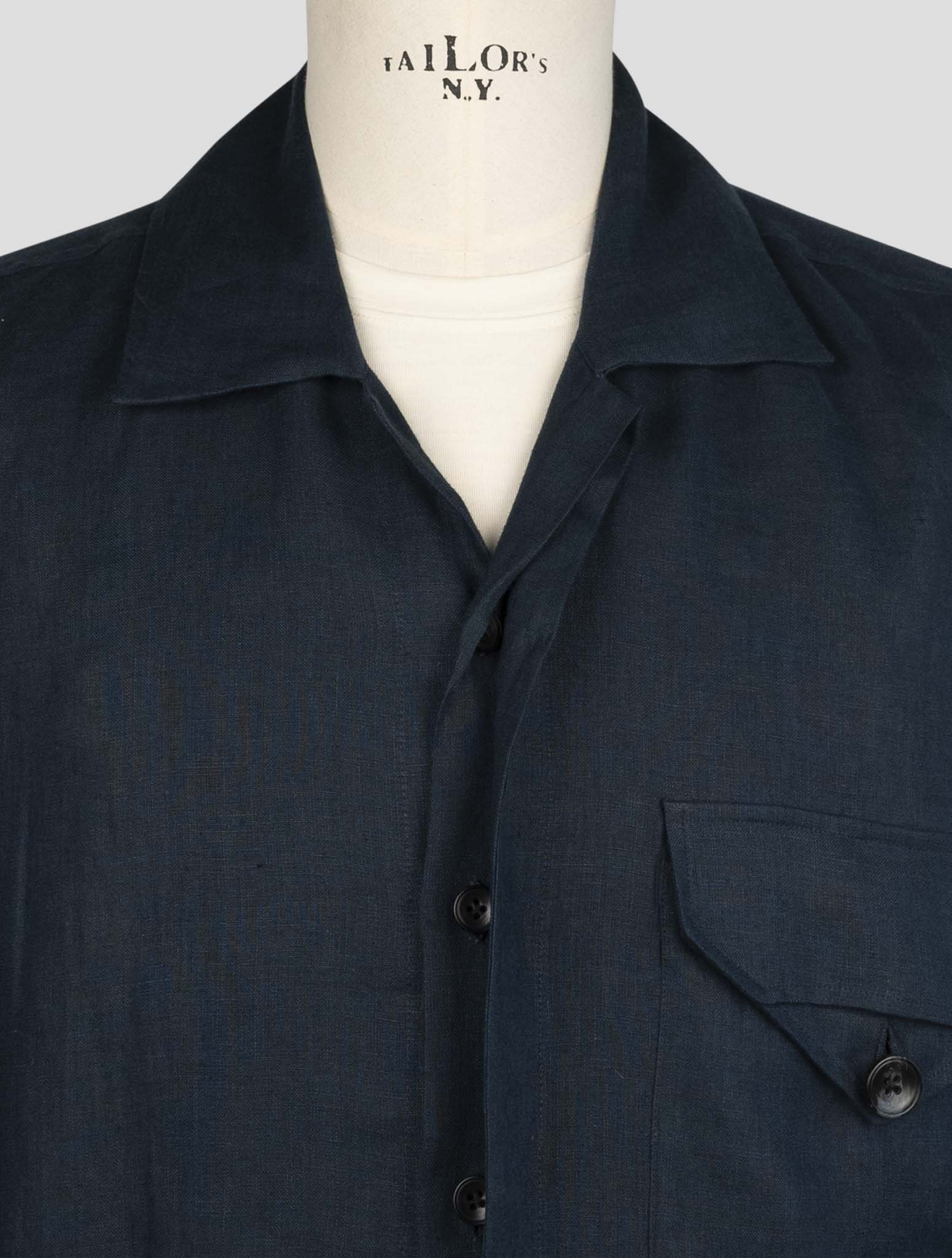 kiton Blue Linen Shirt