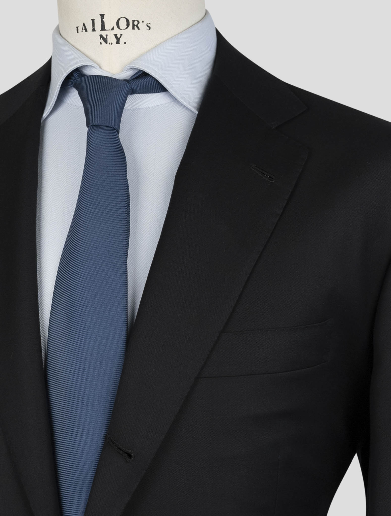 Kiton Black Wool 150's Diamante Blue Suit