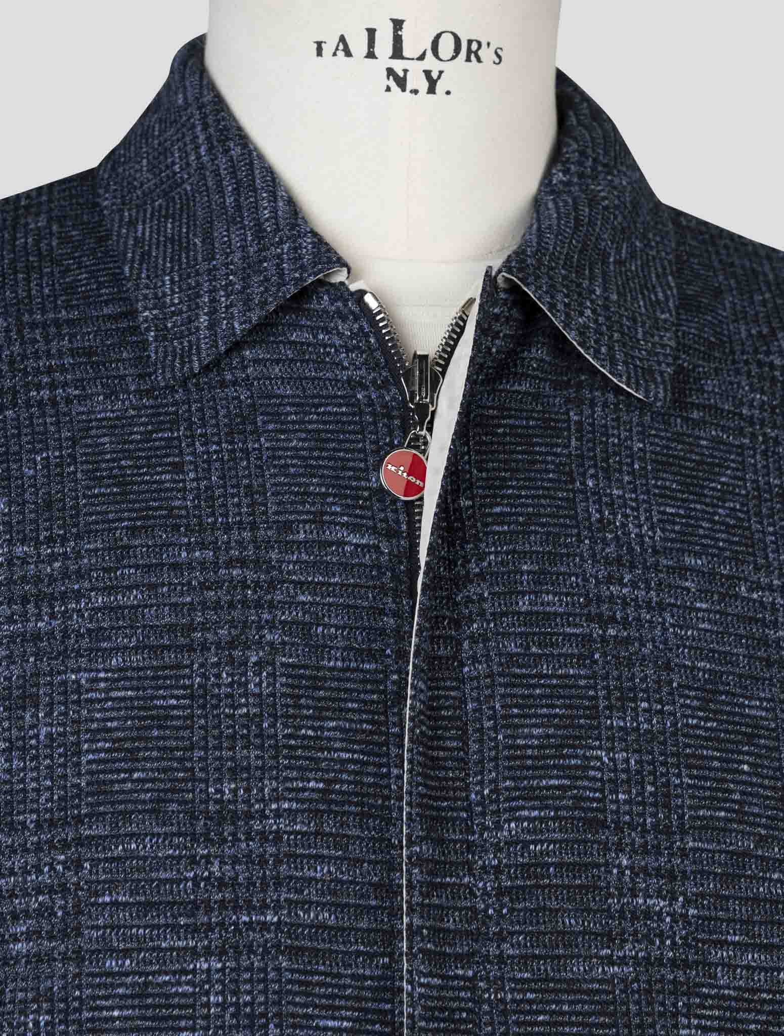 Kiton Blue Beige Cotton Virgin Wool Pl Reverse Coat