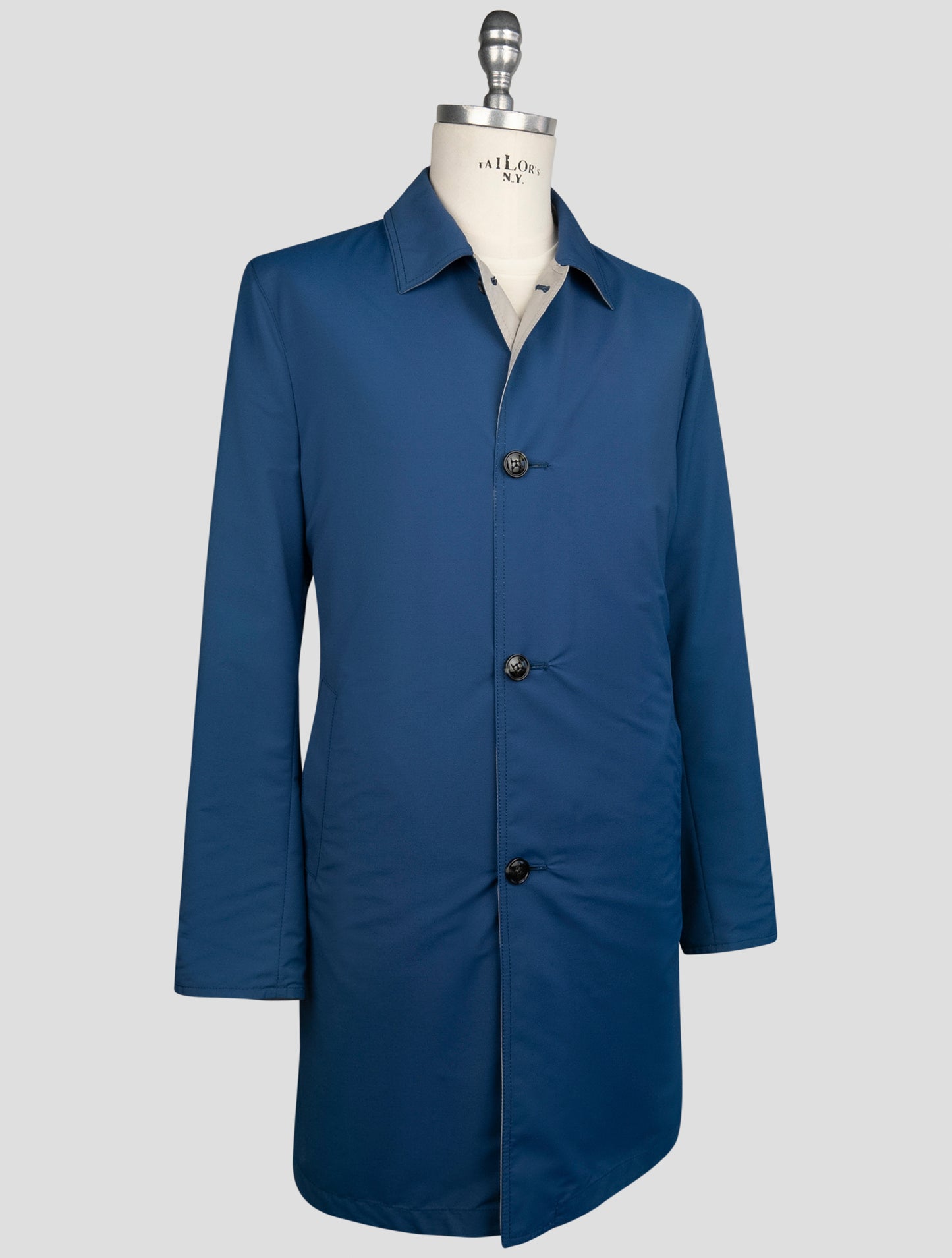 Kiton Blue Beige Wool Pa Reverse Overcoat