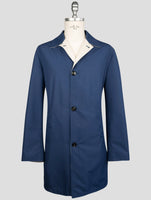 Kiton Blue Beige Pa Cashmere Silk Reverse Overcoat