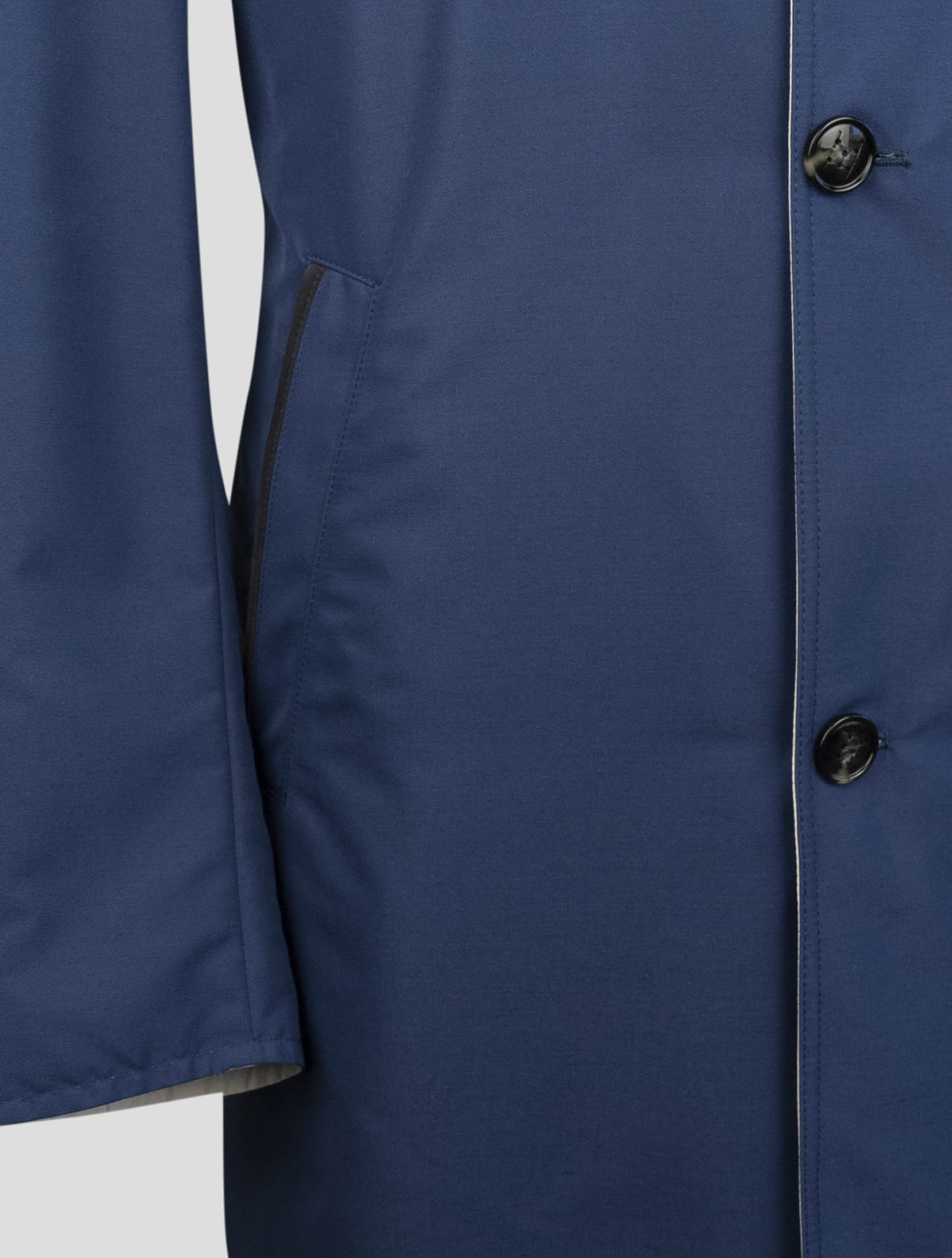 Kiton Blue Beige Pa Cashmere Silk Reverse Overcoat