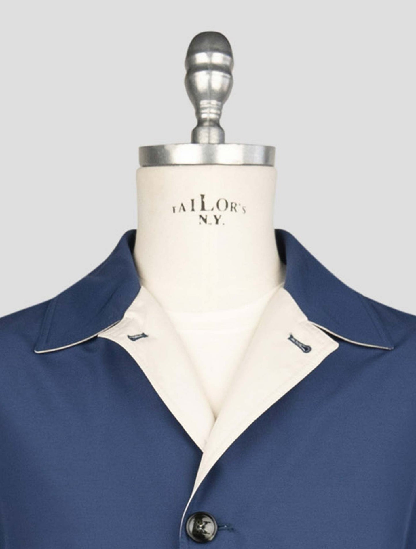 Kiton Blue Beige Pa Cashmere Silk Reverse Overcoat