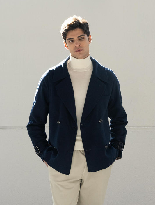 Kiton Blue Cashmere Silk Coat