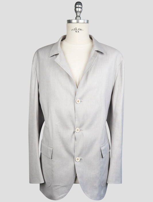 Kiton Gray Linen Cashere Silk Pa Ea Blazer