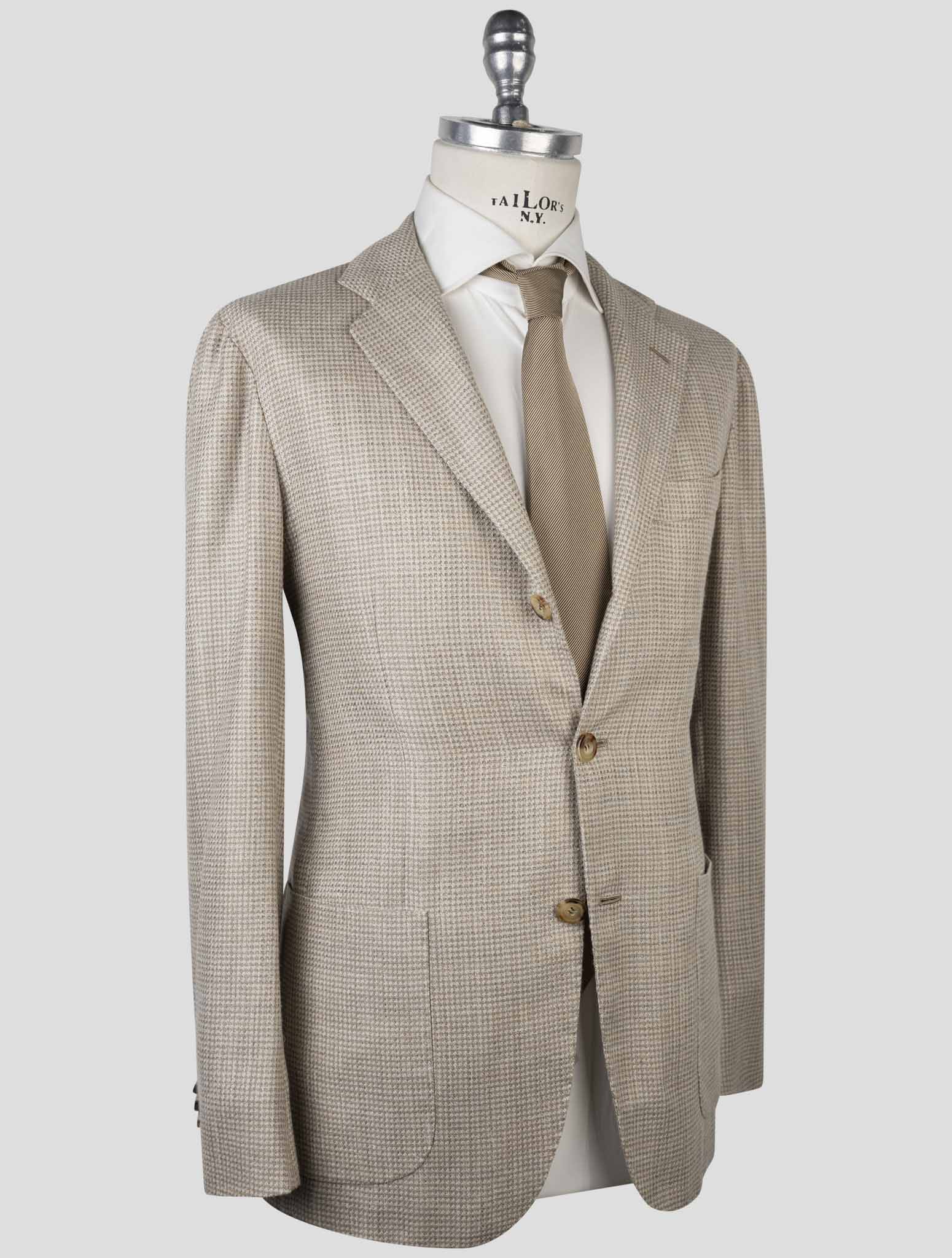 Kiton Brown Cashmere Virgin Wool Silk Linen Blazer