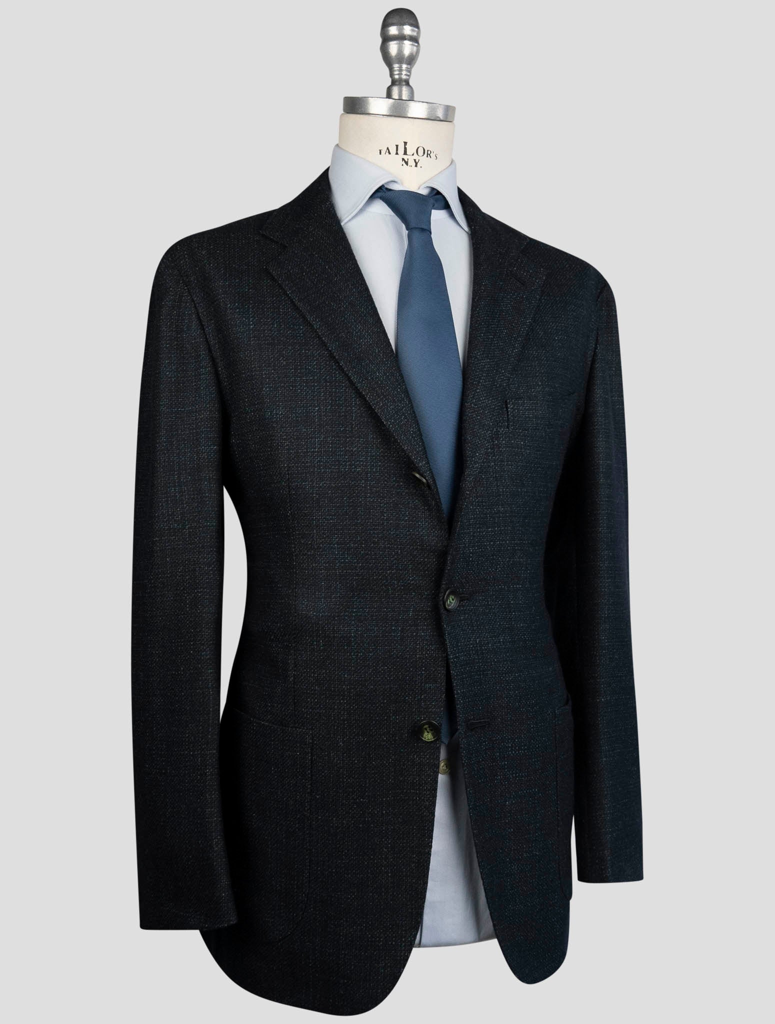 Kiton Blue Cashmere Wool Silk Blazer