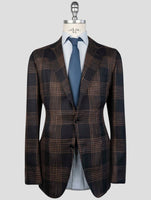 Kiton Brown Blue Cashmere Virgin Wool Silk Linen Blazer