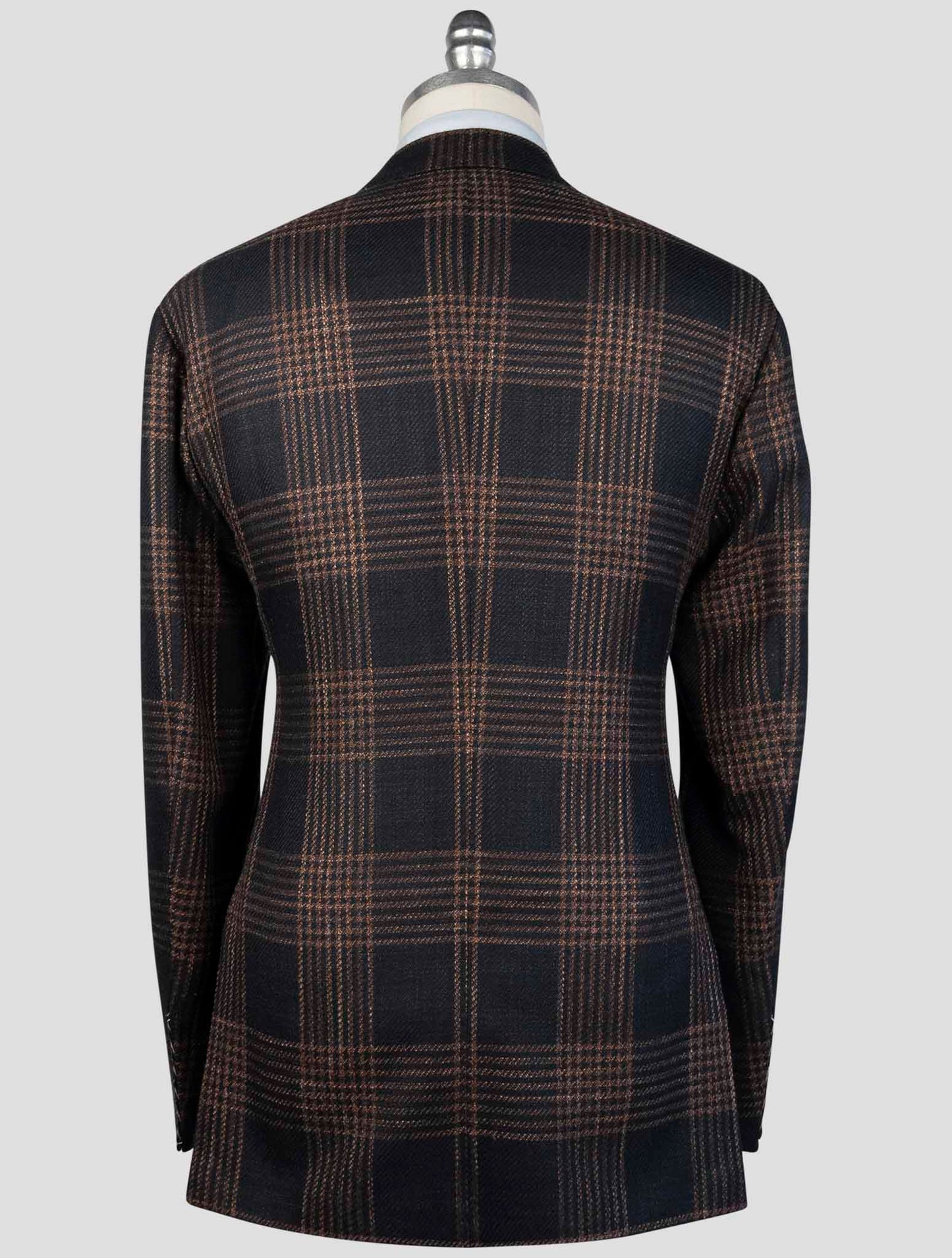 Kiton Brown Blue Cashmere Virgin Wool Silk Linen Blazer