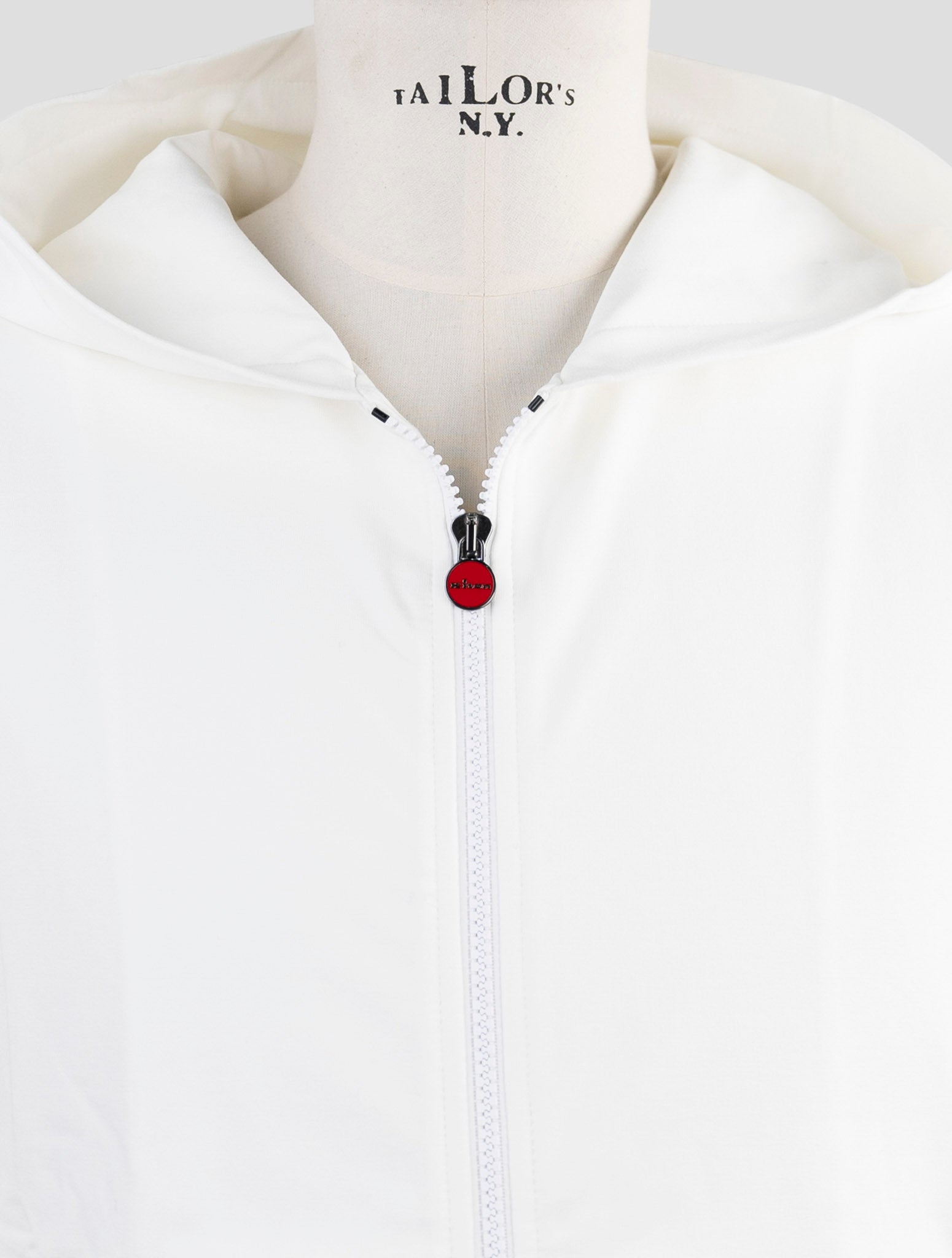 Kiton White Cotton Ea Sweater Full Zip Hoodie