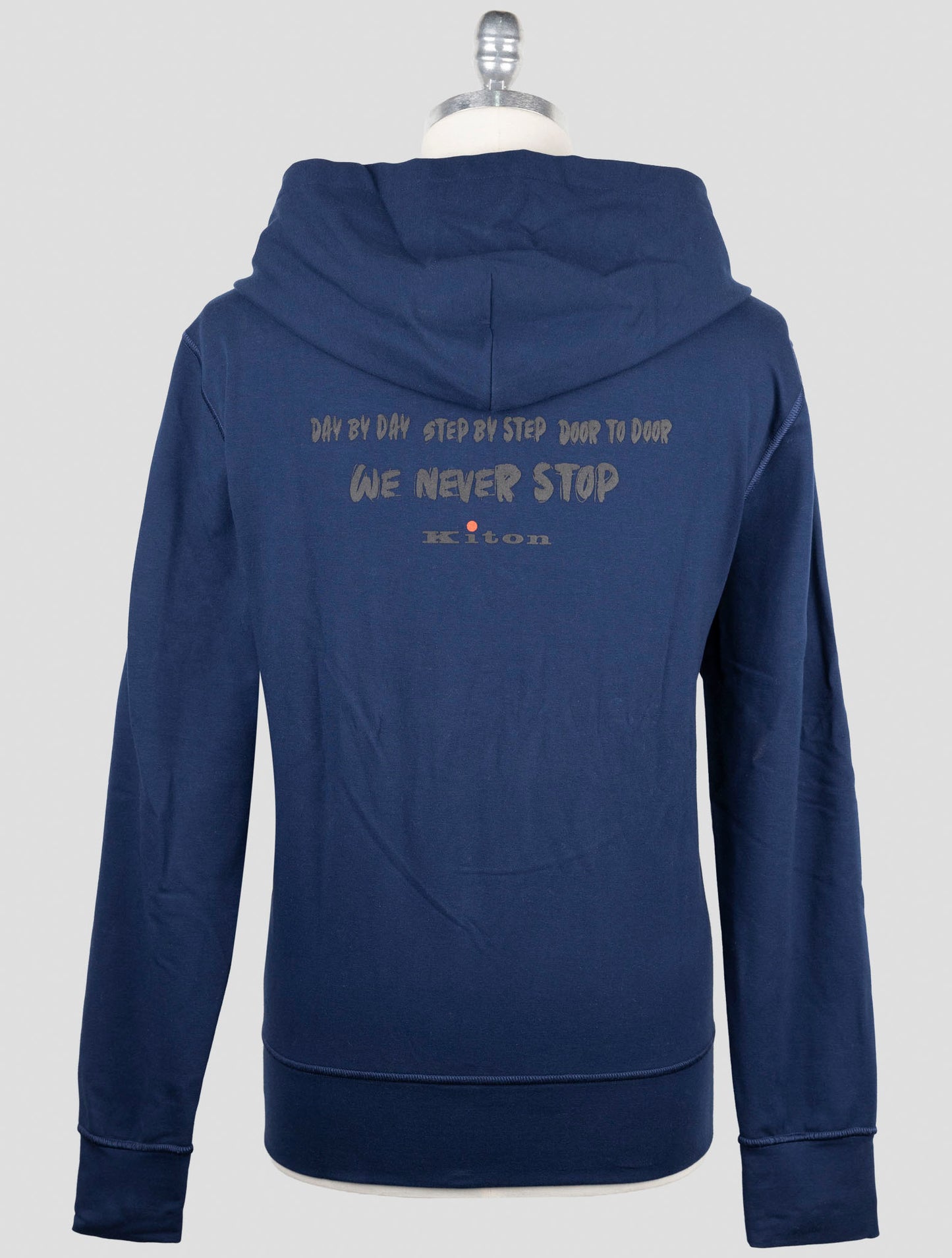 Kiton Blue Cotton Ea Sweater Full Zip Hoodie