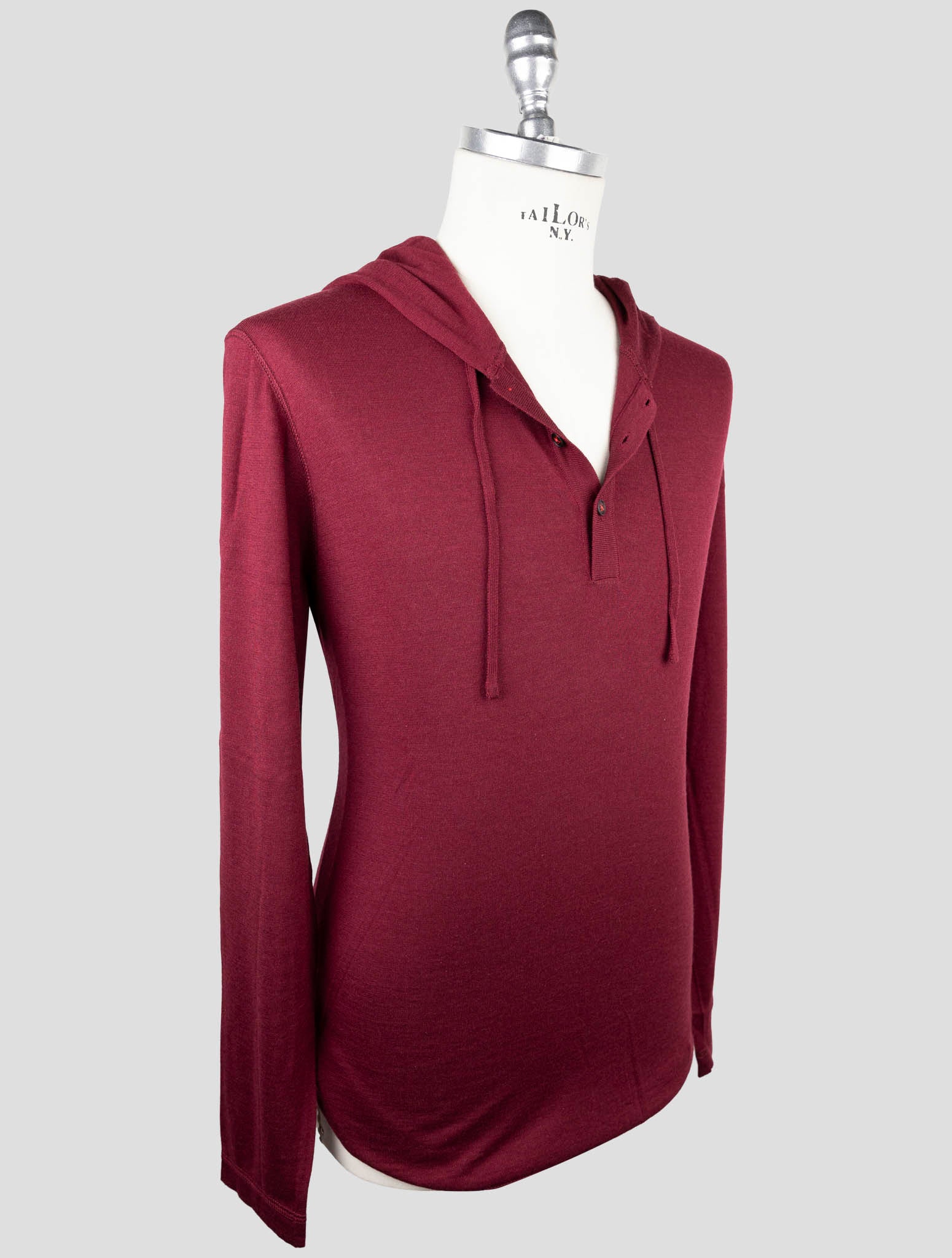 Kiton Burgundy Cashmere Silk Sweater Hoodie