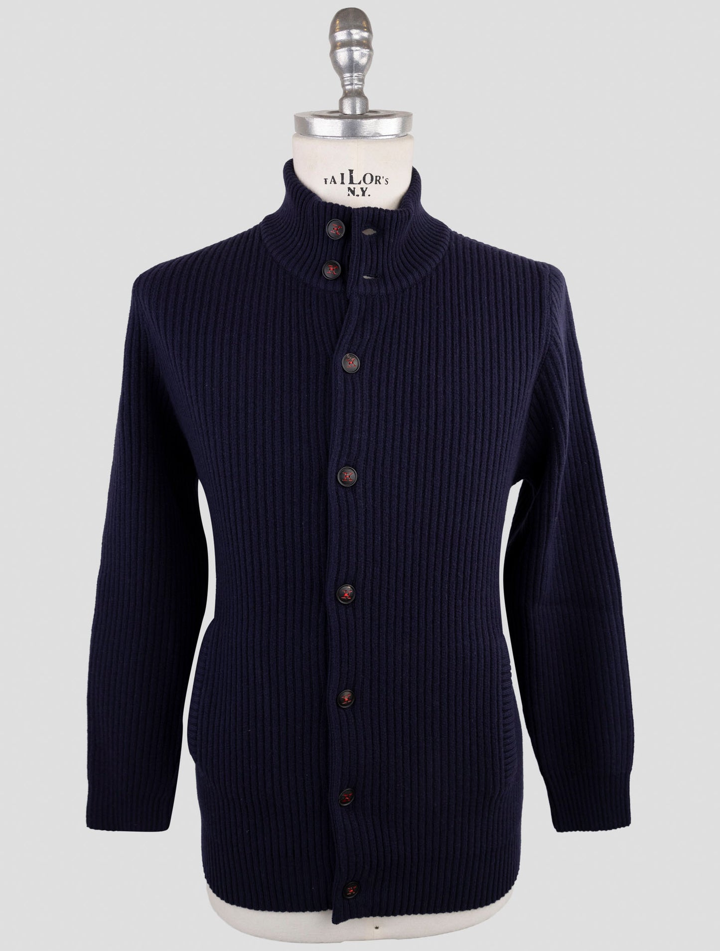 Kiton Blue Wool Sweater Cardigan