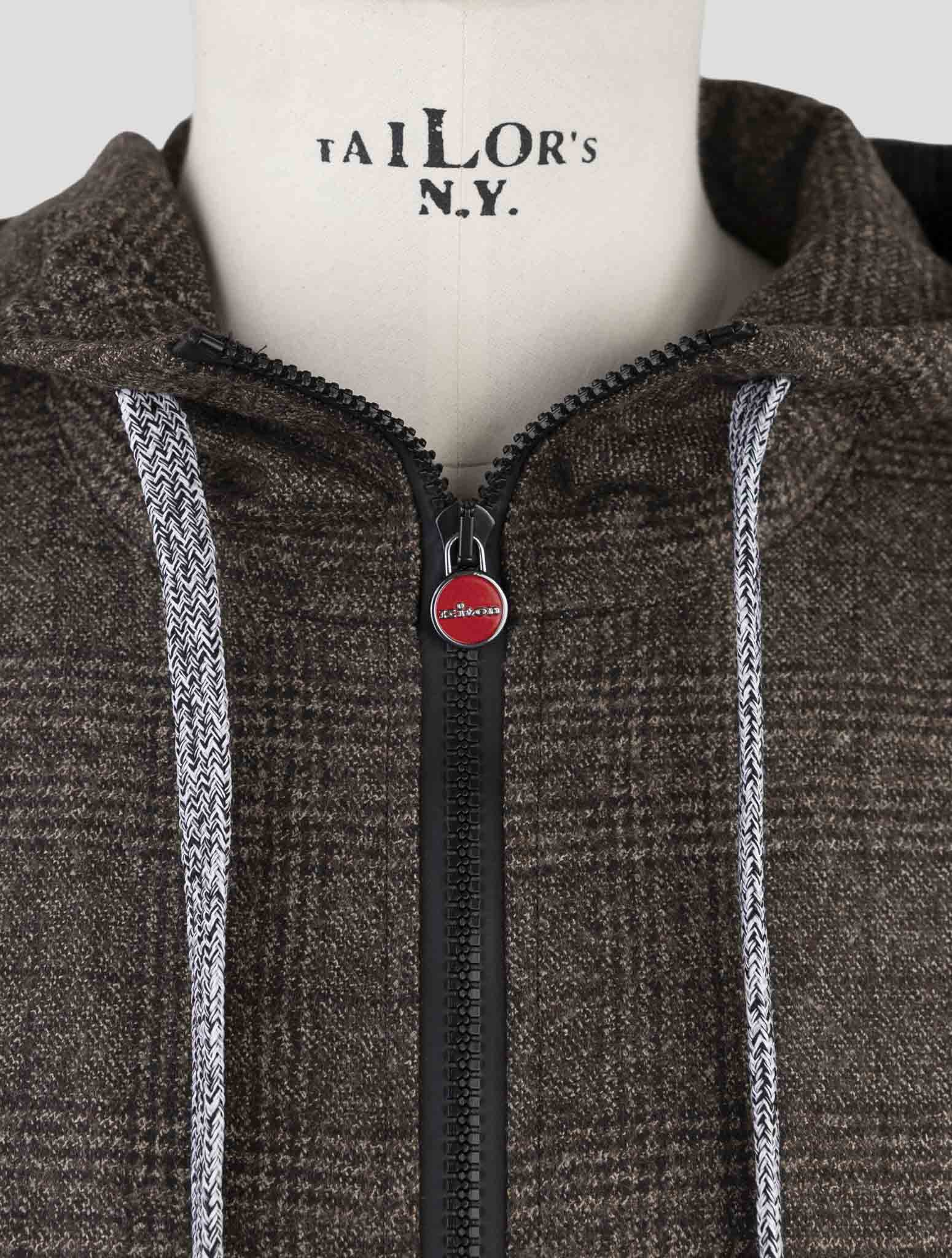 Kiton Brown Virgin Wool Sweater Full Zip