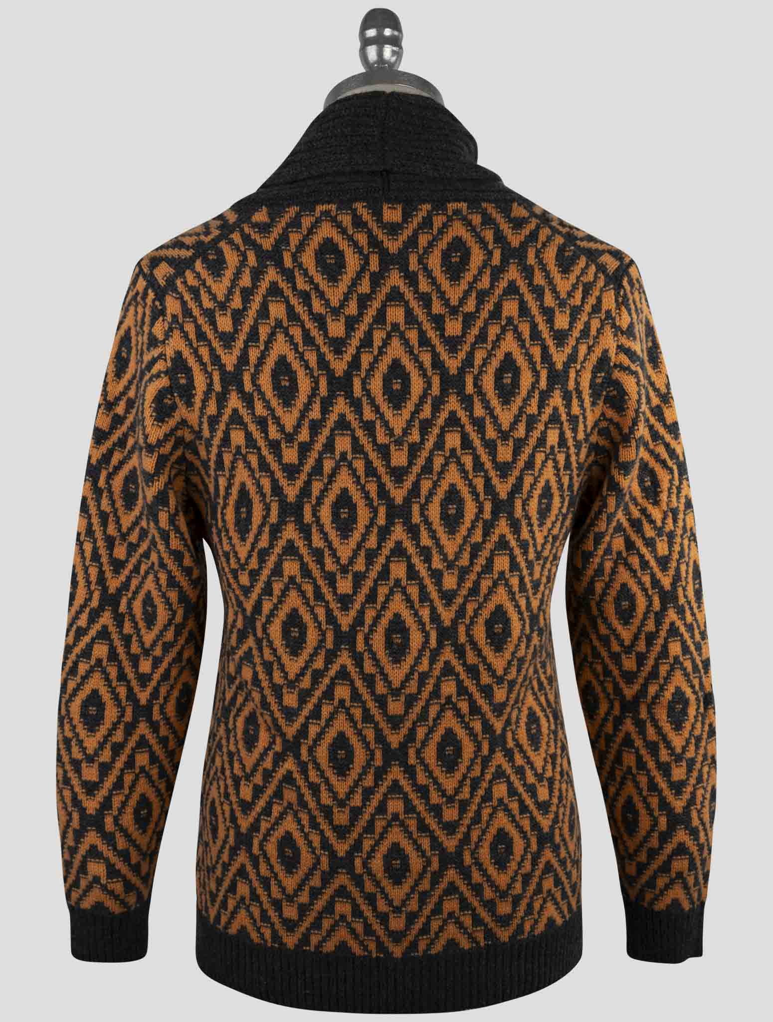 Kiton Gray Orange Cashmere Sweater Cardigan