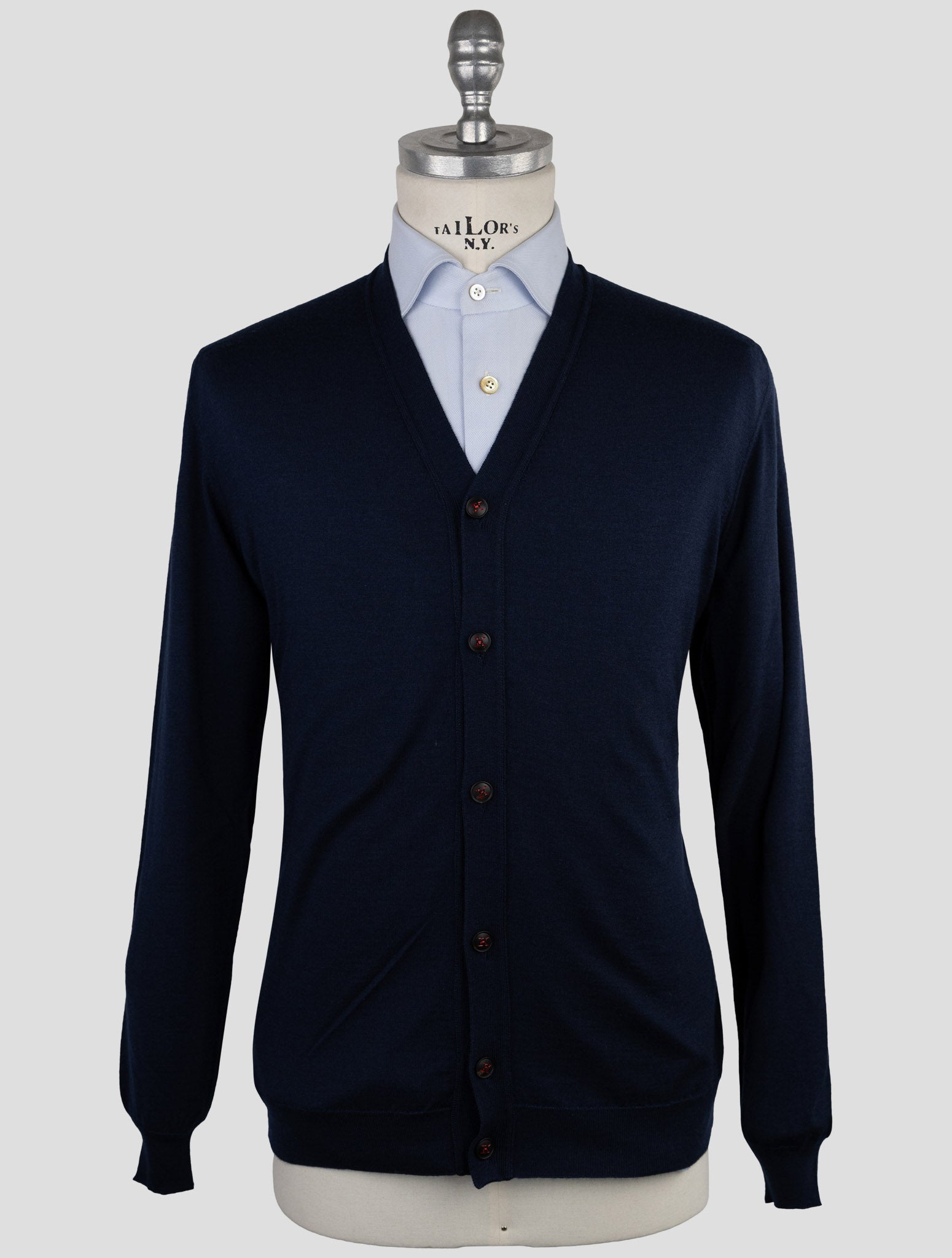 Kiton Blue Cashmere Silk Sweater Cardigan