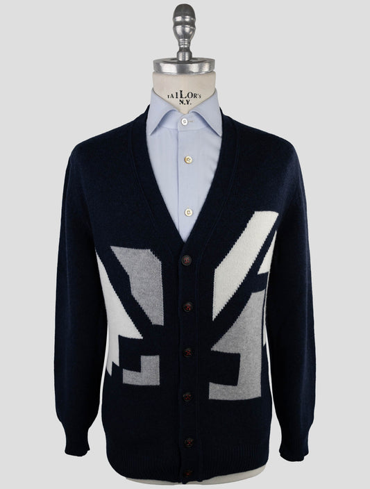 Kiton Blue Gray Cashmere Sweater Cardigan