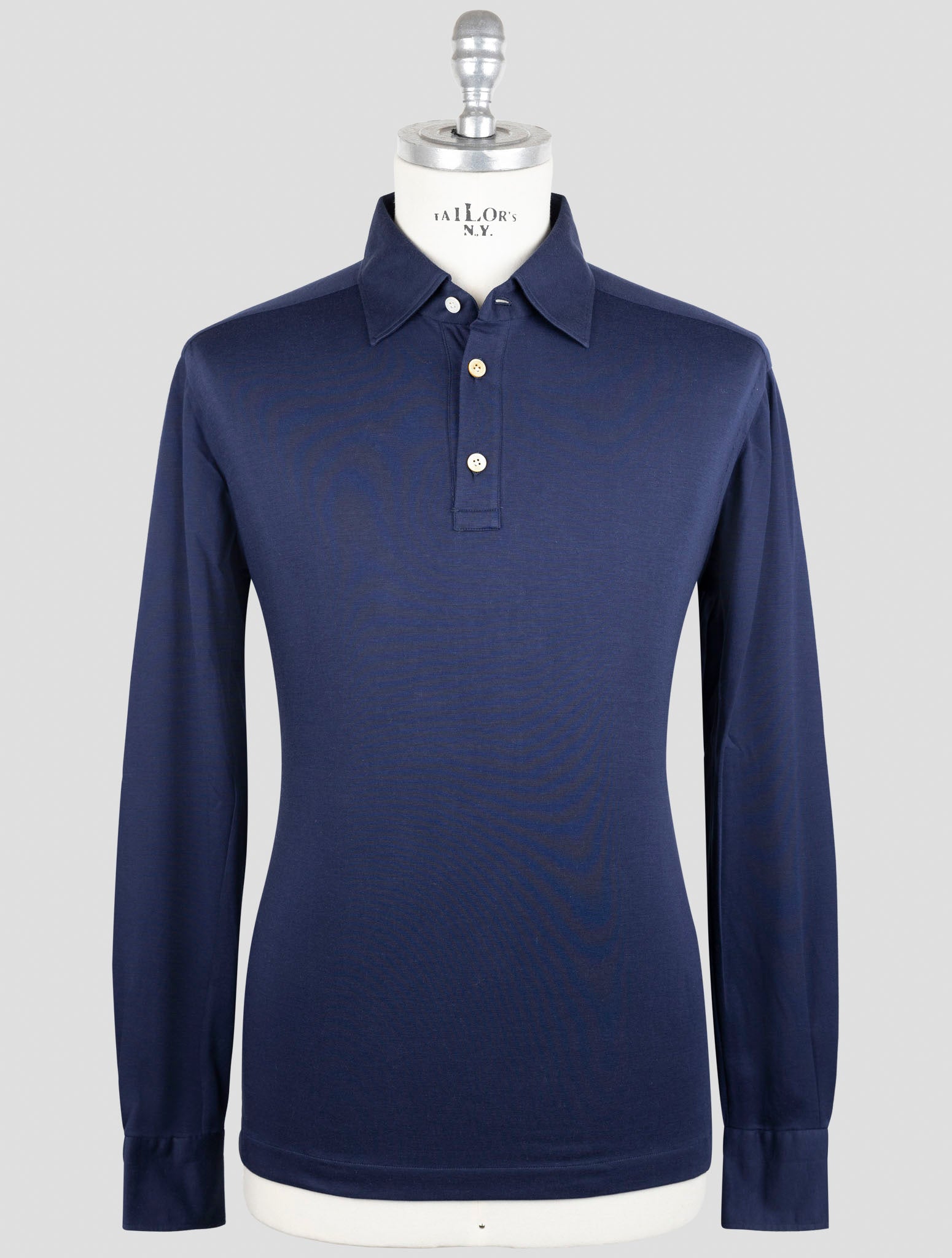 Kiton Blue Cotton Sweater Polo