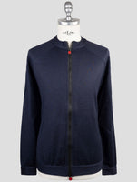 Kiton Knt Blue Wool 14 Micron Pl Sweater Full Zip