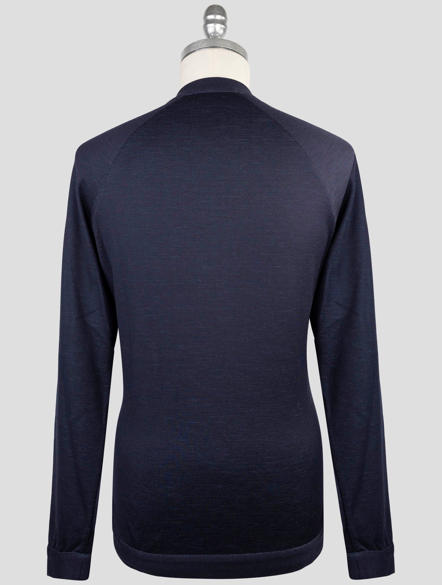 Kiton Knt Blue Wool 14 Micron Pl Sweater Full Zip