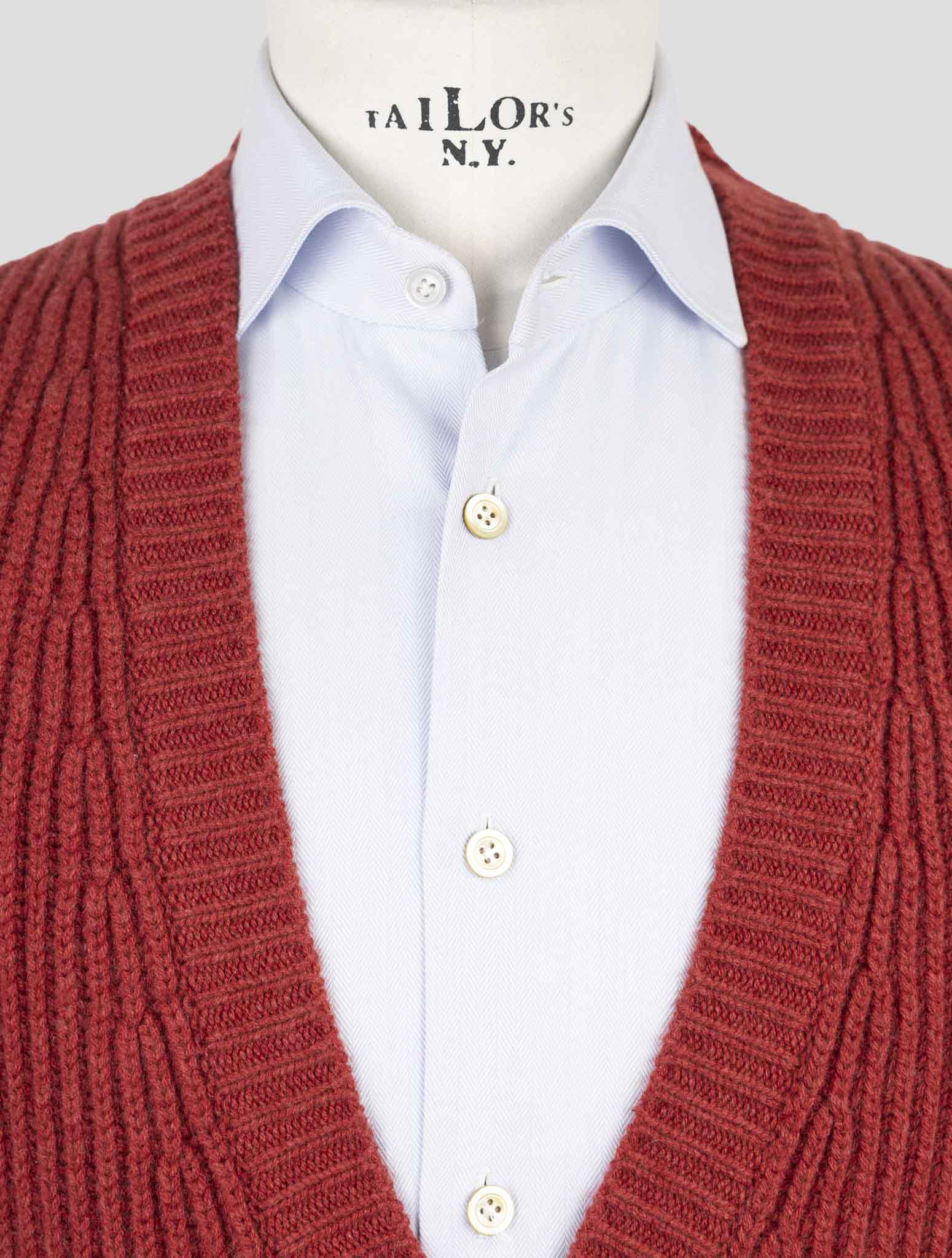 Kiton Red Cashmere Sweater Cardigan