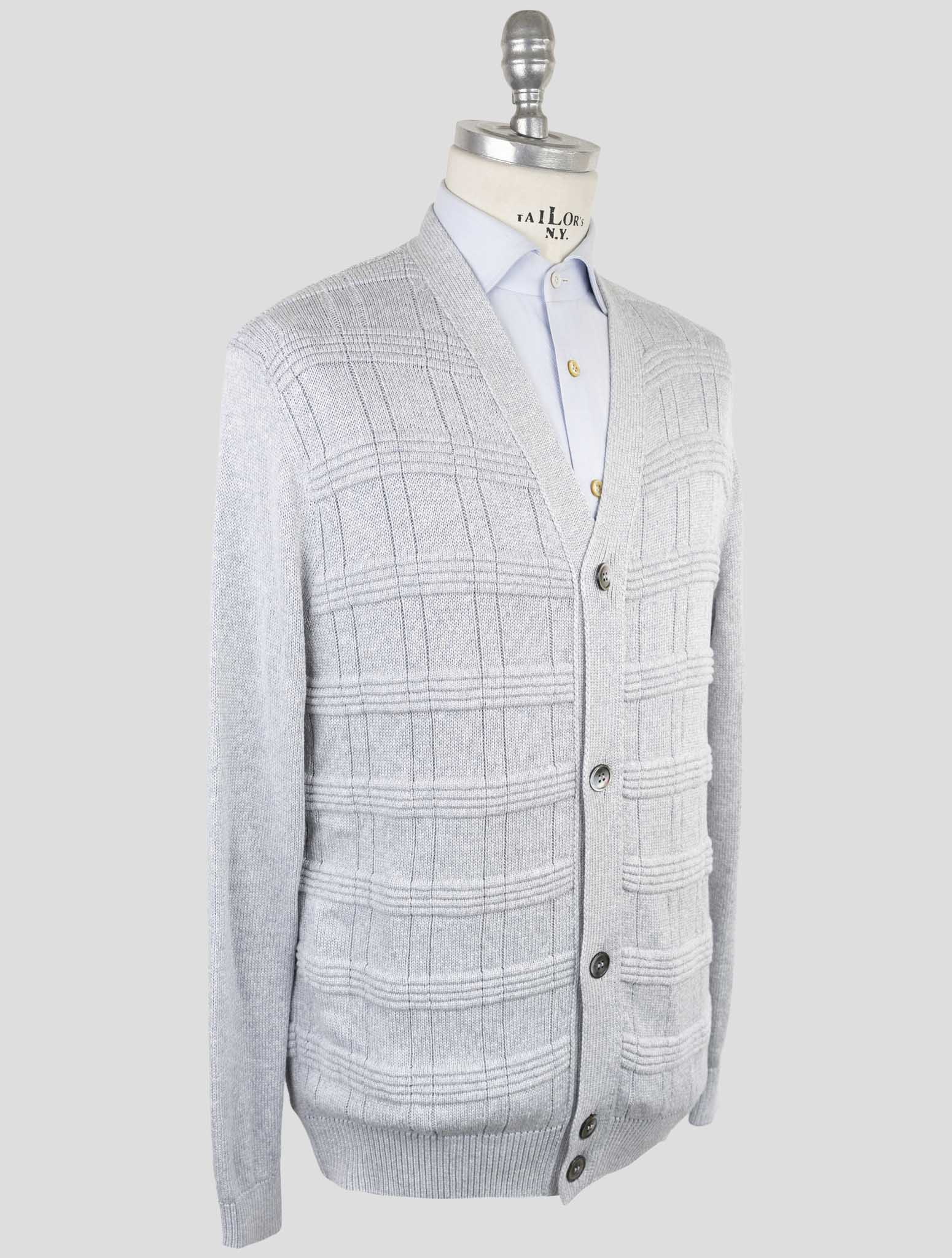 Kiton Gray Silk Cotton Sweater Cardigan