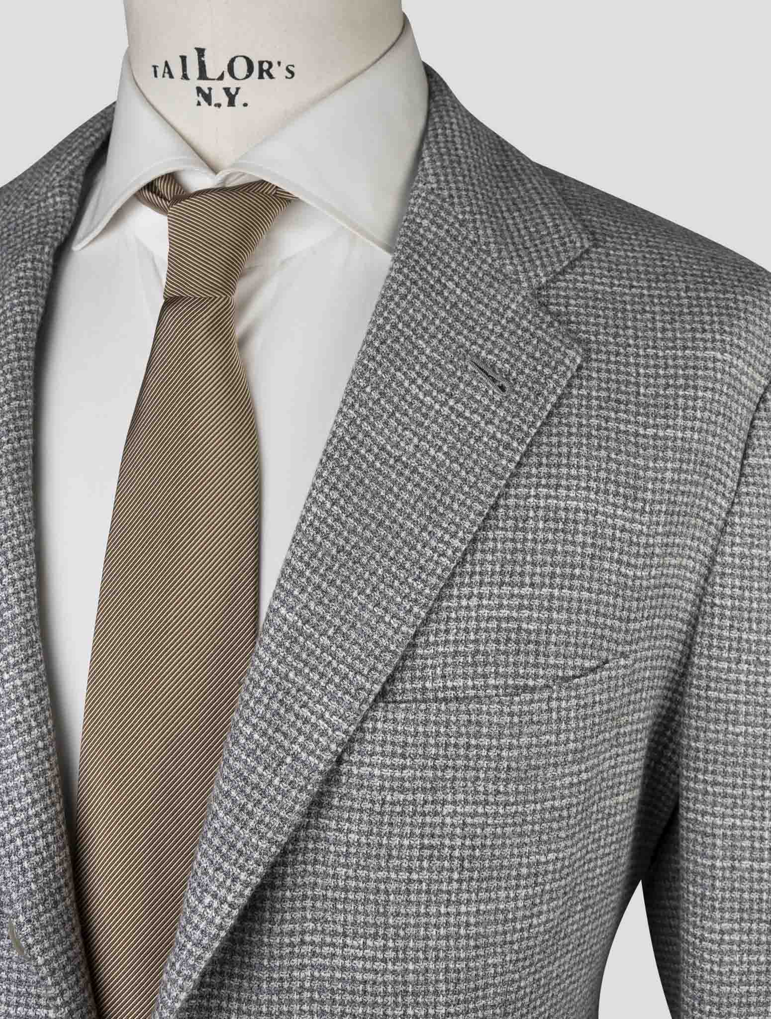 Kiton Gray Cashmere Silk Cotton Virgin Wool Pa Blazer