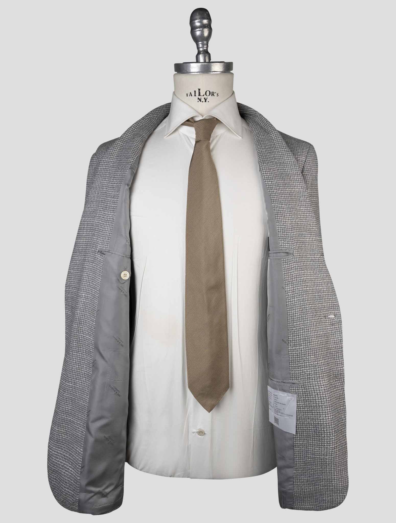 Kiton Gray Cashmere Silk Cotton Virgin Wool Pa Blazer