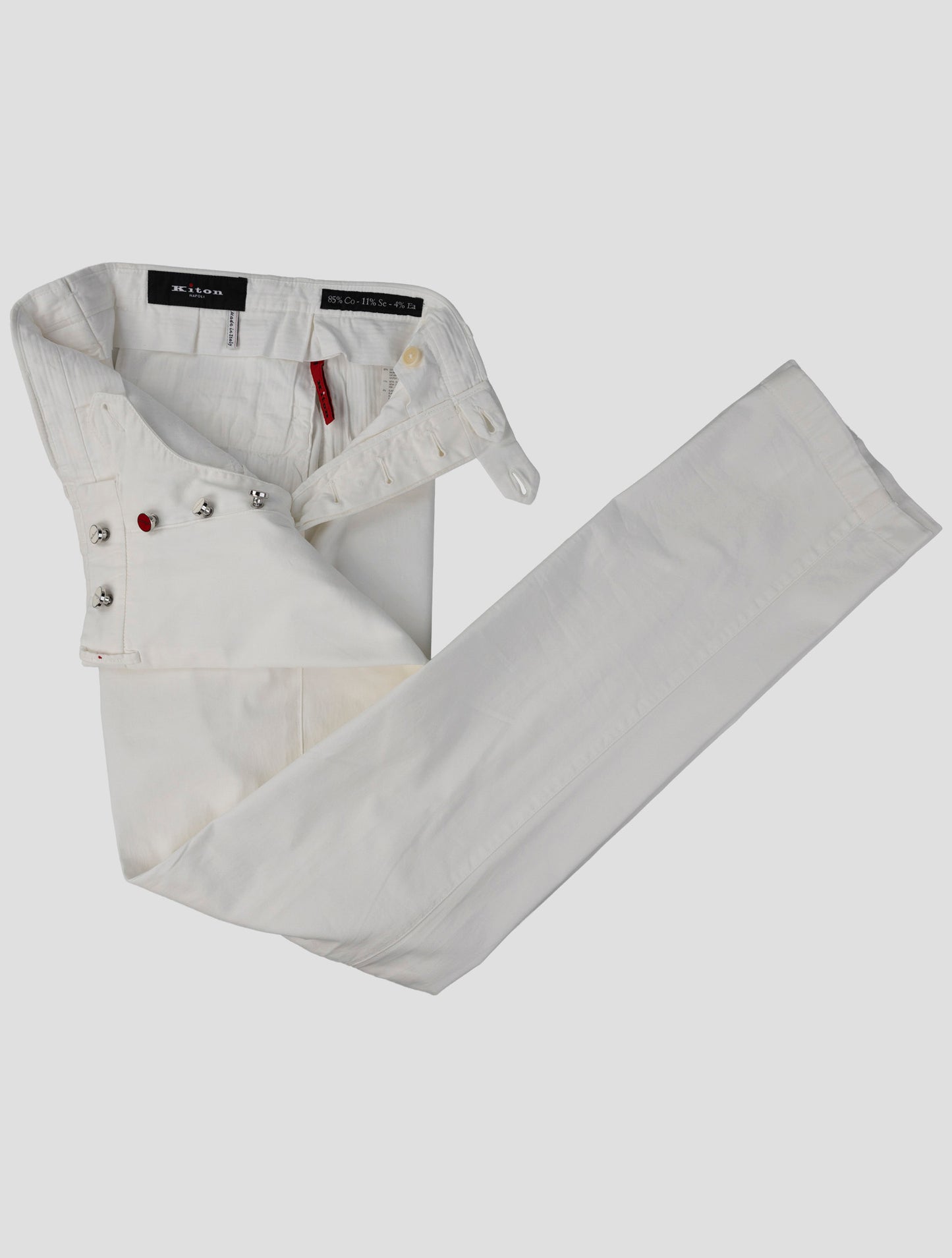 Kiton White Cotton  Silk Ea Pants