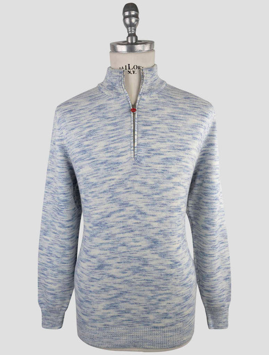 Kiton Light Blue Cashmere Sweater Half Zip